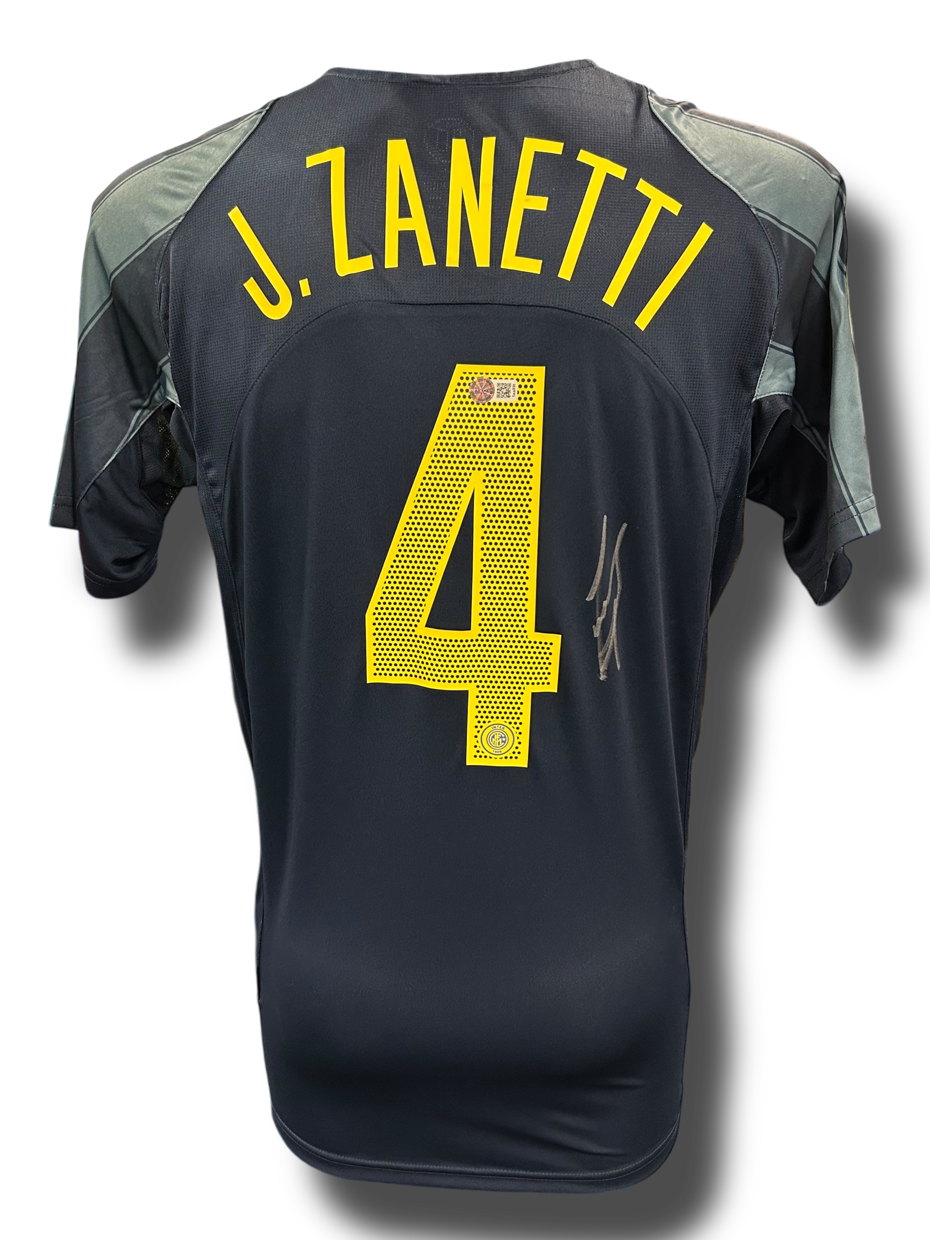 JAVIER ZANETTI SIGNED INTER MILAN 2004/05 AWAY SHIRT ZANETTI 4 (AFTAL AUTHENTICATED)