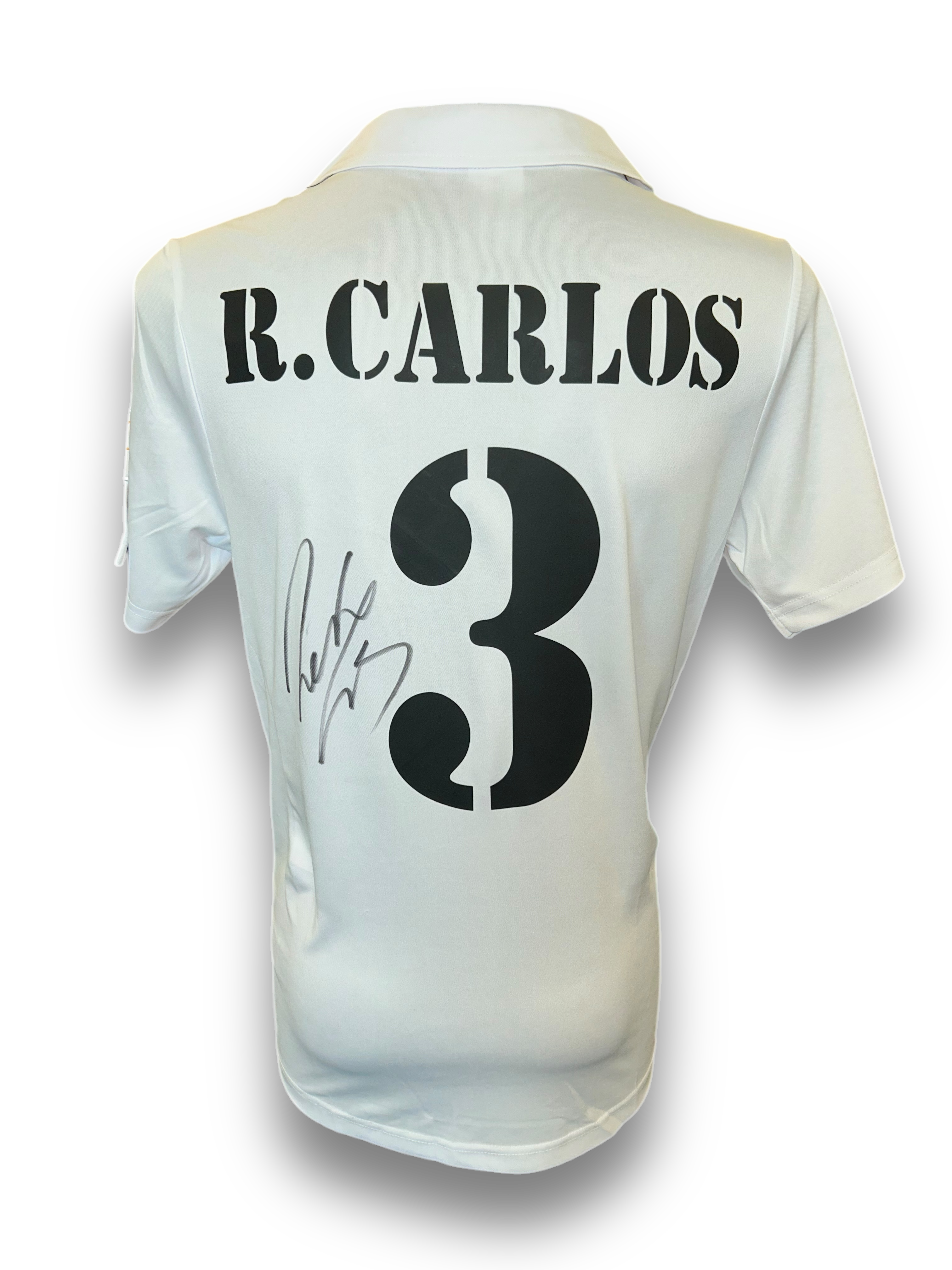 ROBERTO CARLOS SIGNED 2002/03 REAL MADRID HOME SHIRT (AFTAL COA)