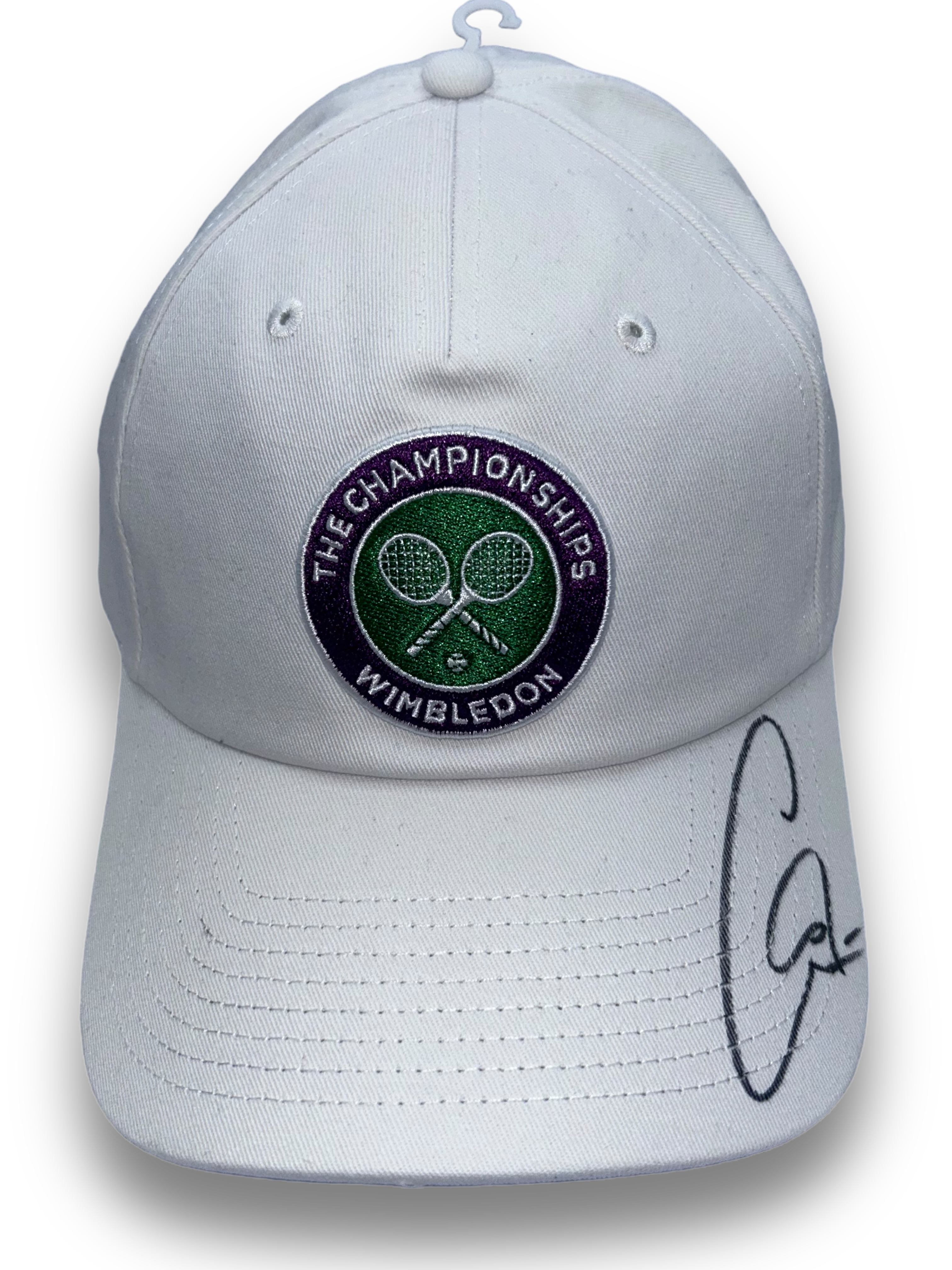 CARLOS ALCARAZ SIGNED WHITE WIMBLEDON TENNIS CAP (AFTAL COA) 2