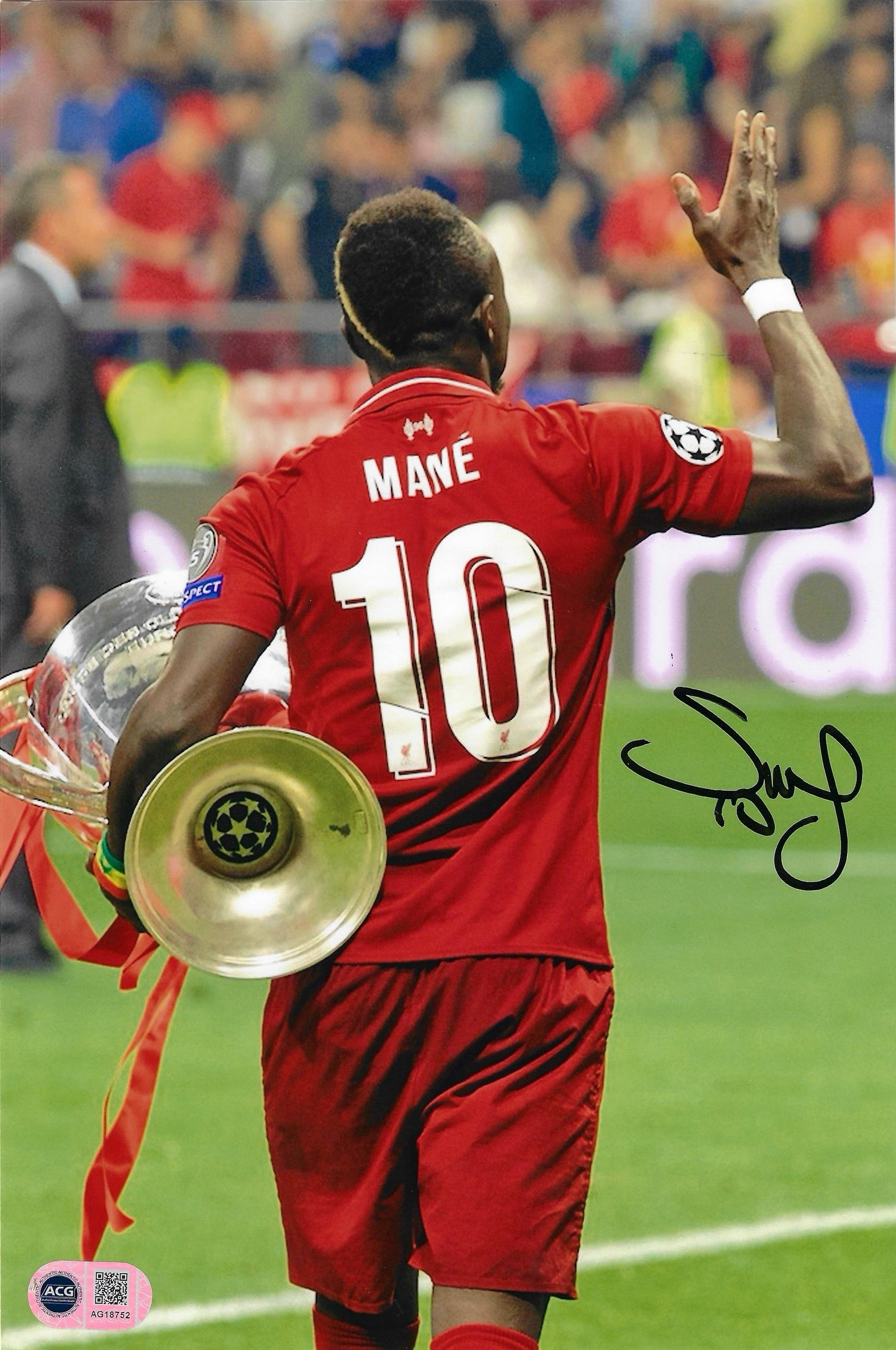SADIO MANE SIGNED LIVERPOOL FC UCL FINAL WIN 12X8 PHOTO (ACG CERT AG18752)