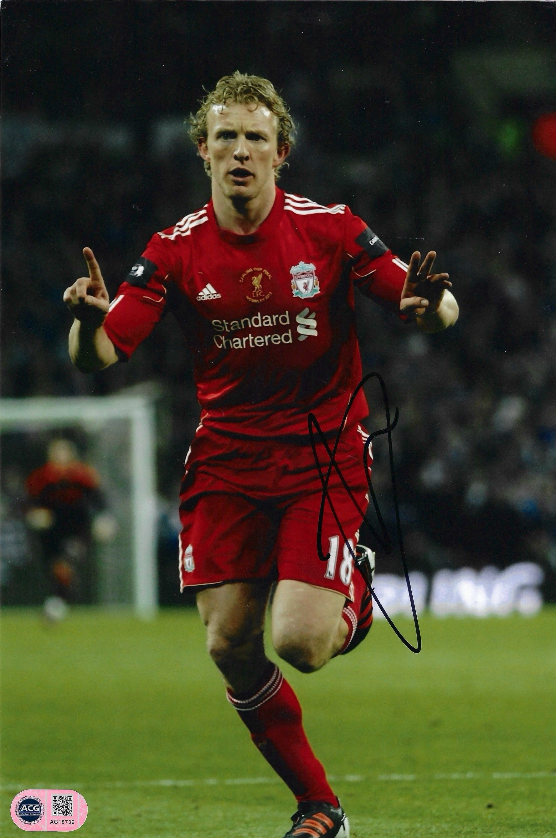 DIRK KUYT SIGNED 12X8 LIVERPOOL FC CUP FINAL PHOTO (ACG CERT AG18739)