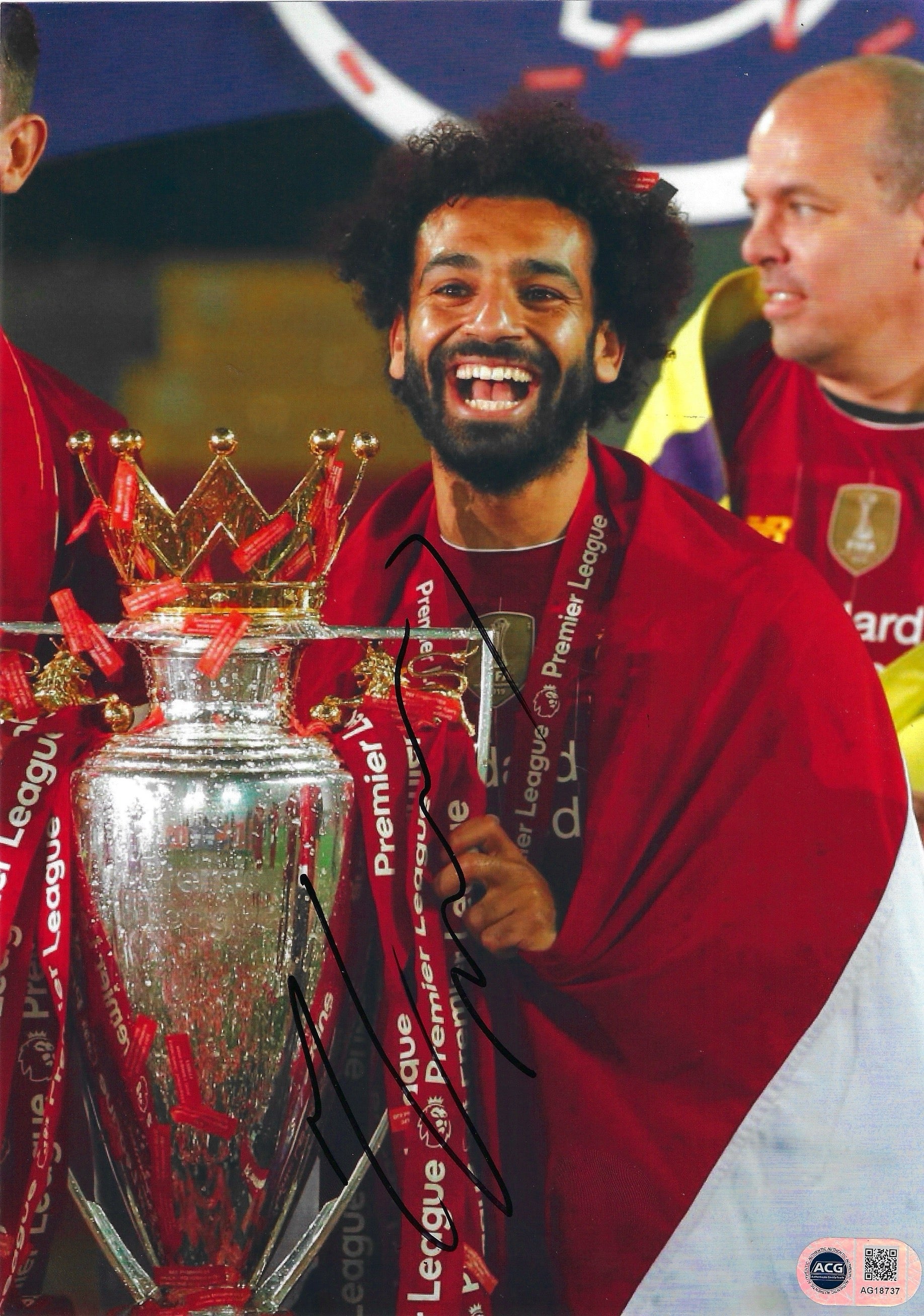 MOHAMED SALAH SIGNED LIVERPOOL LEAGUE WIN 12x8 PHOTO (ACG CERT AG18737)