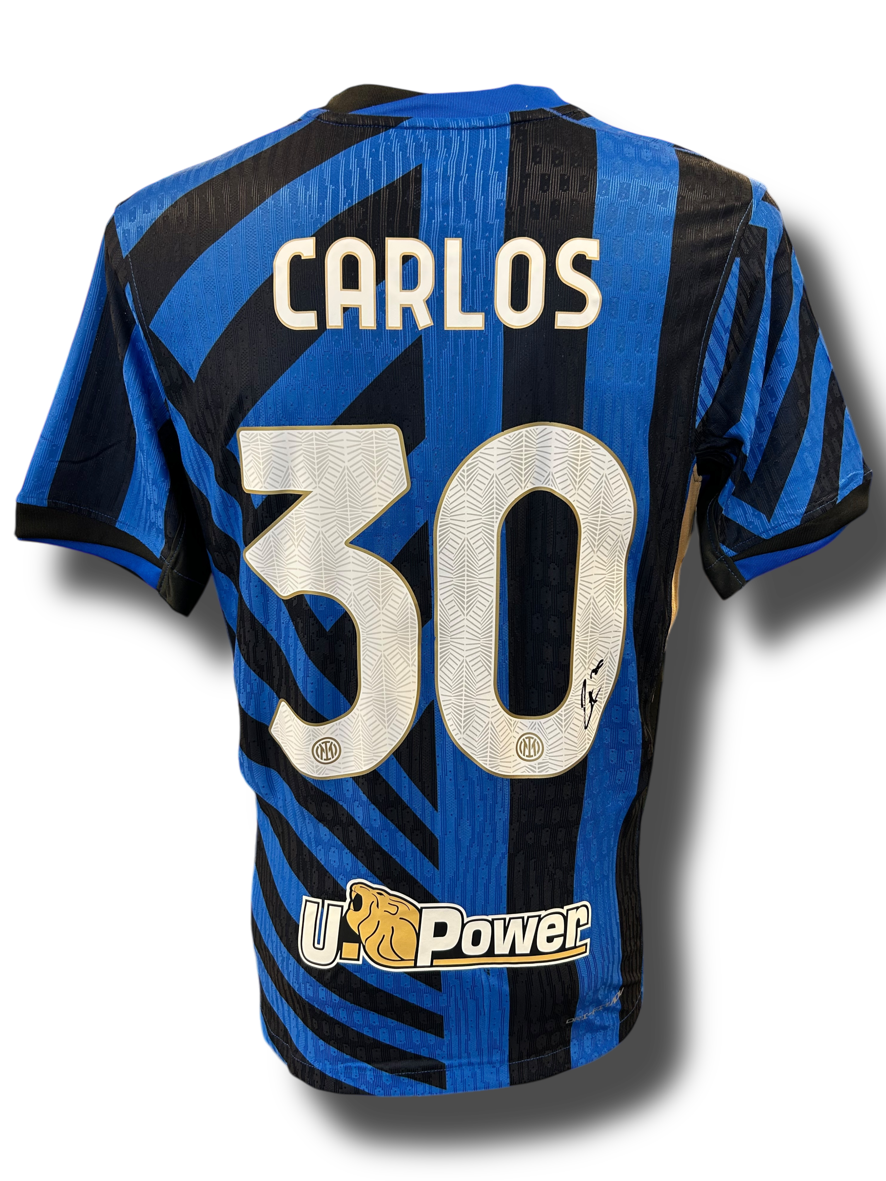 CARLOS AUGUSTO SIGNED 2024/25 INTER MILAN HOME PLAYER SHIRT CARLOS 30 (AFTAL COA)