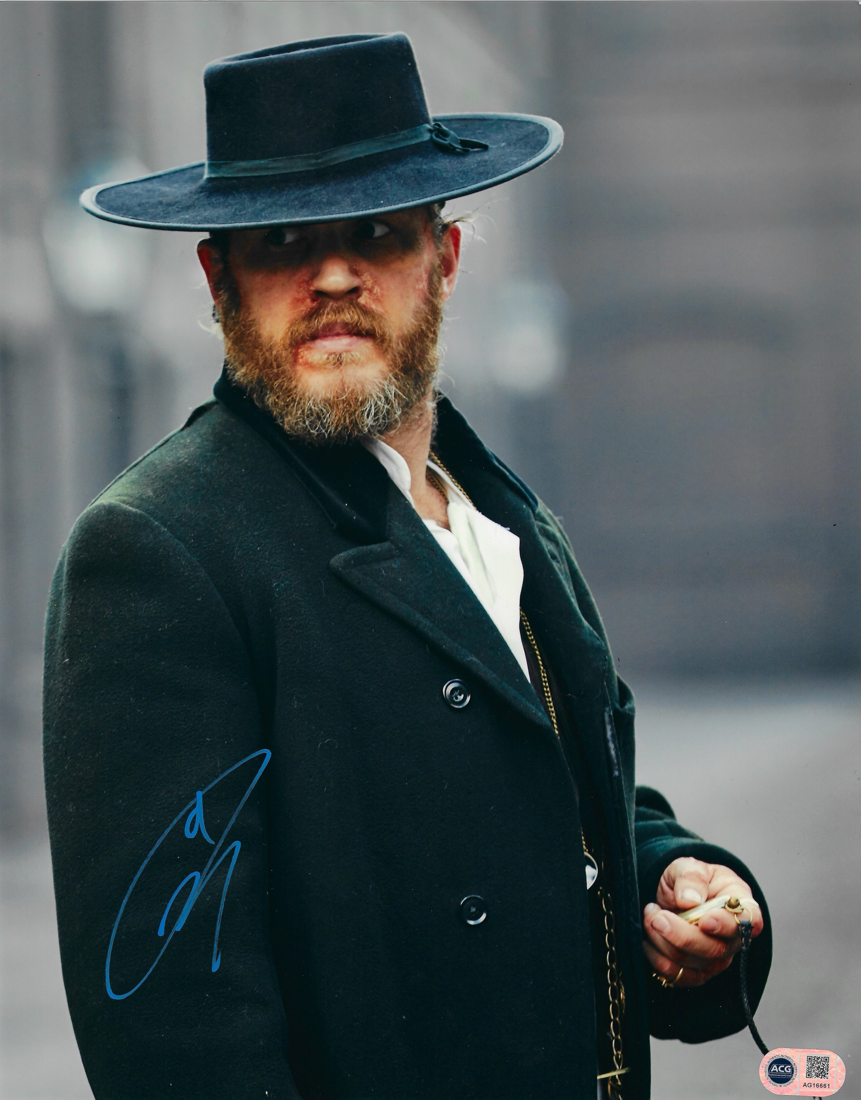 TOM HARDY SIGNED PEAKY BLINDERS 14x11 PHOTO (ACG CERT AG16661)