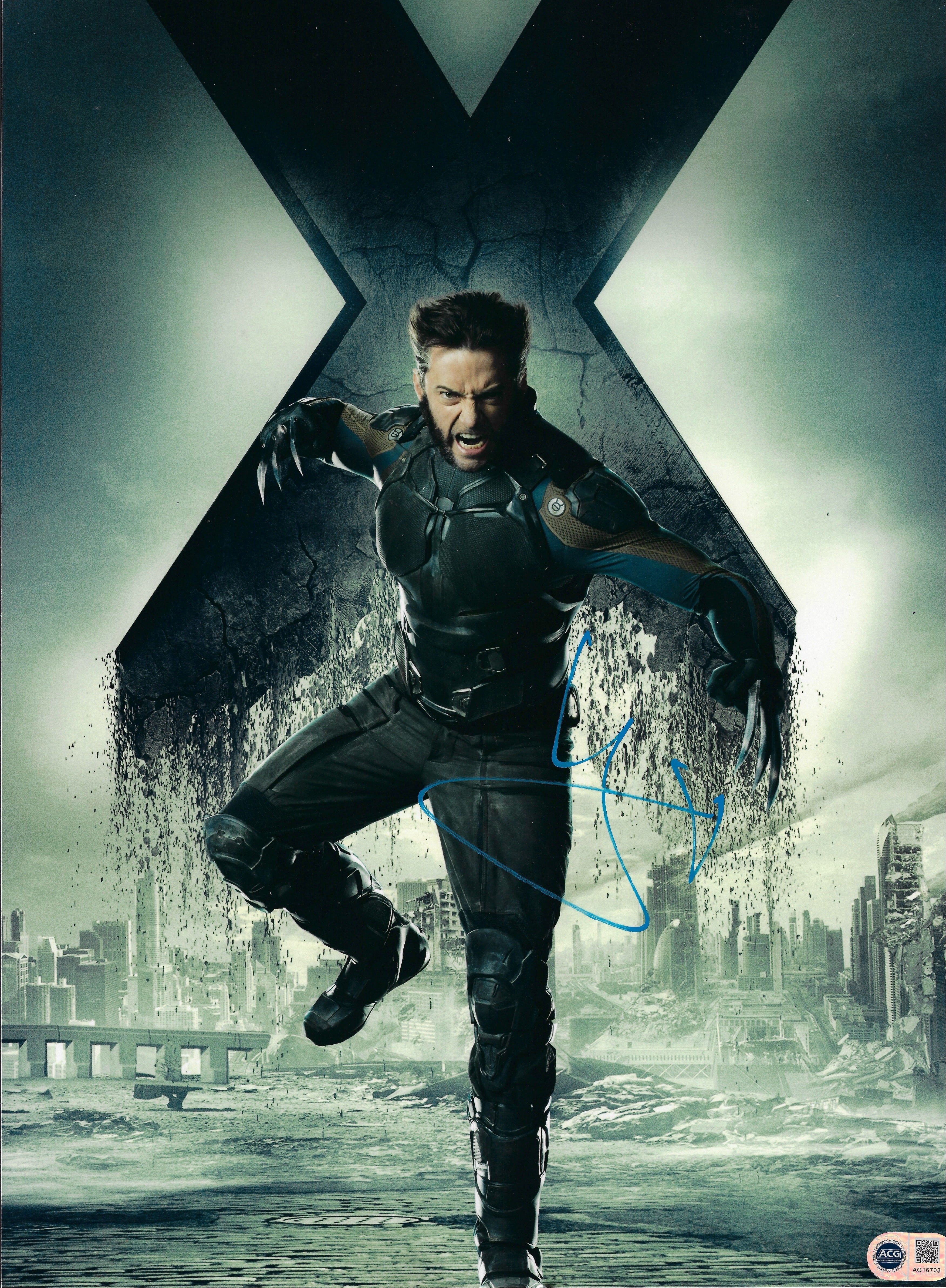 HUGH JACKMAN SIGNED 16X12 WOLVERINE X-MEN PHOTO (ACG CERT AG16703)