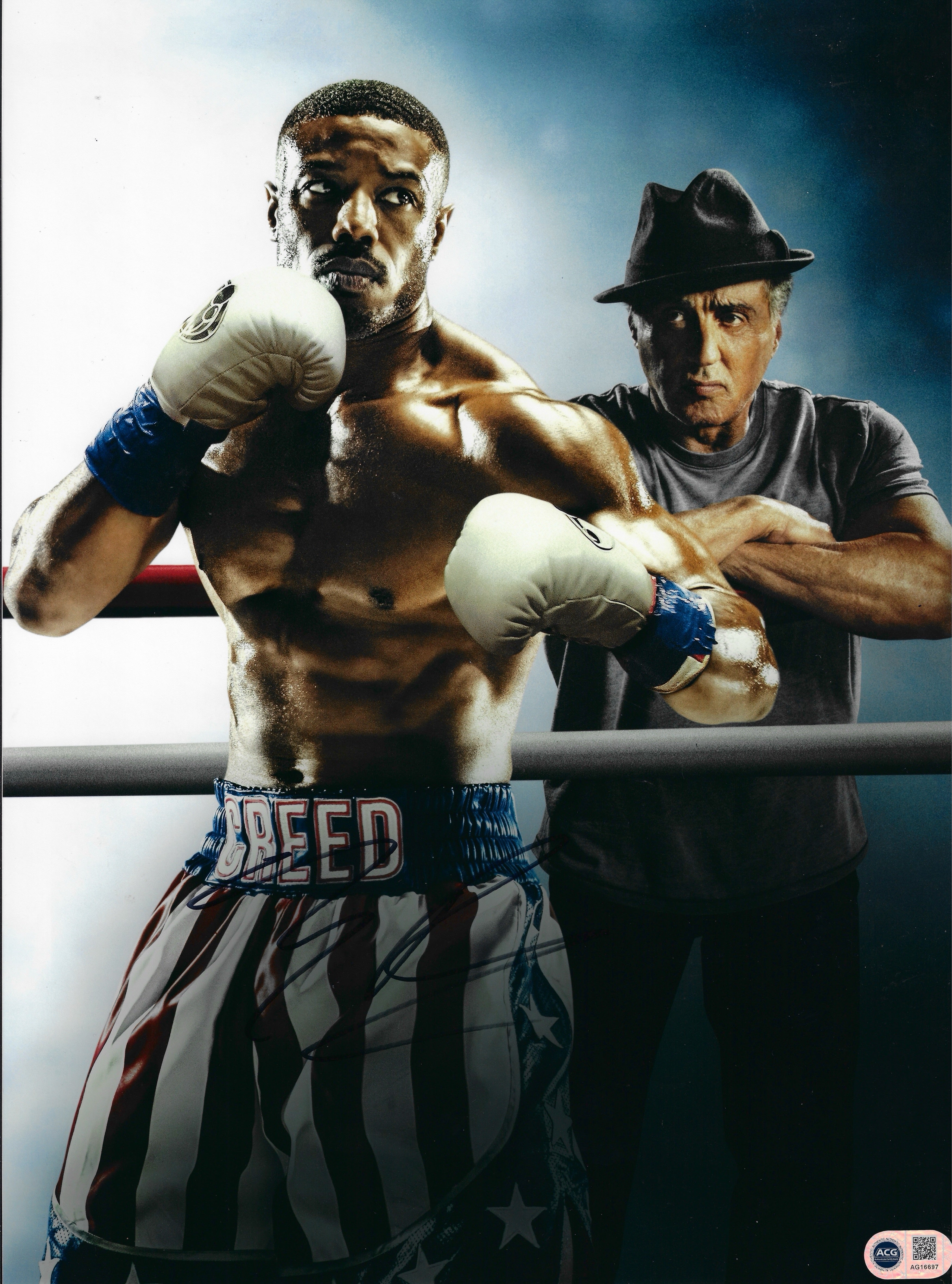 MICHAEL B JORDAN SIGNED ADONIS CREED ROCKY 16x12 PHOTO (ACG CERT AG16697)
