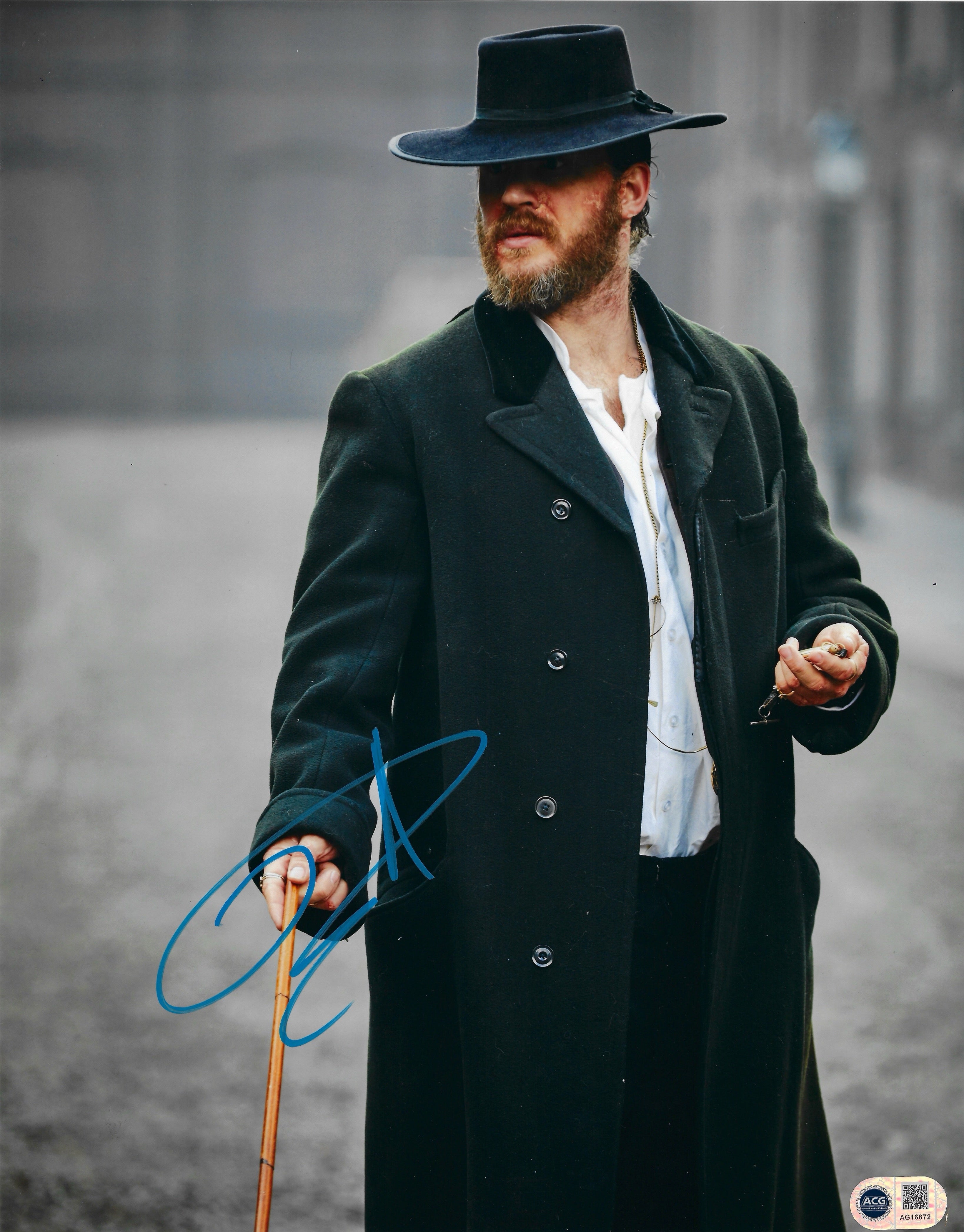 TOM HARDY SIGNED PEAKY BLINDERS 14x11 PHOTO (ACG CERT AG16672)