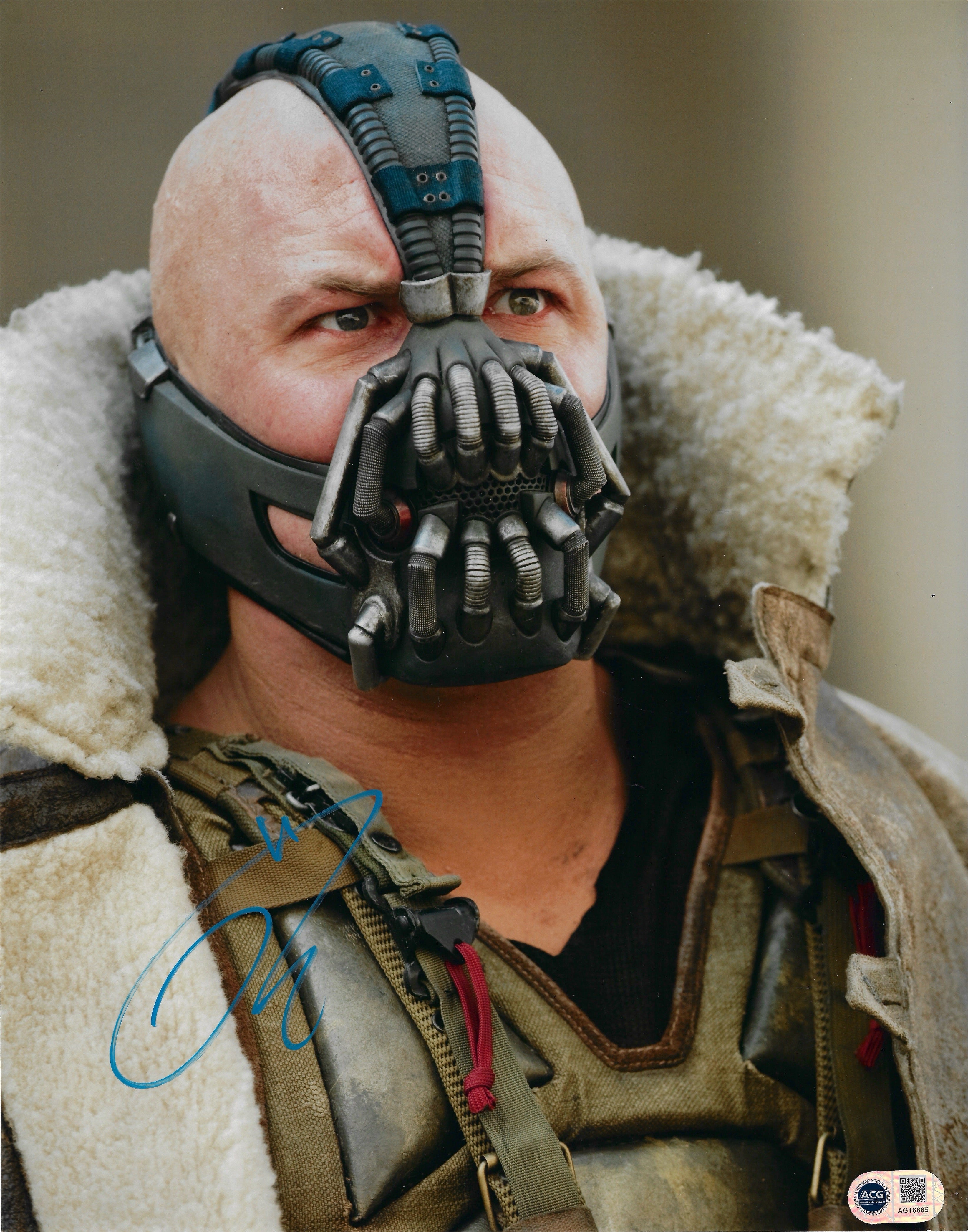 TOM HARDY SIGNED BANE DARK KNIGHT RISES 14x11 PHOTO (ACG CERT AG16665)
