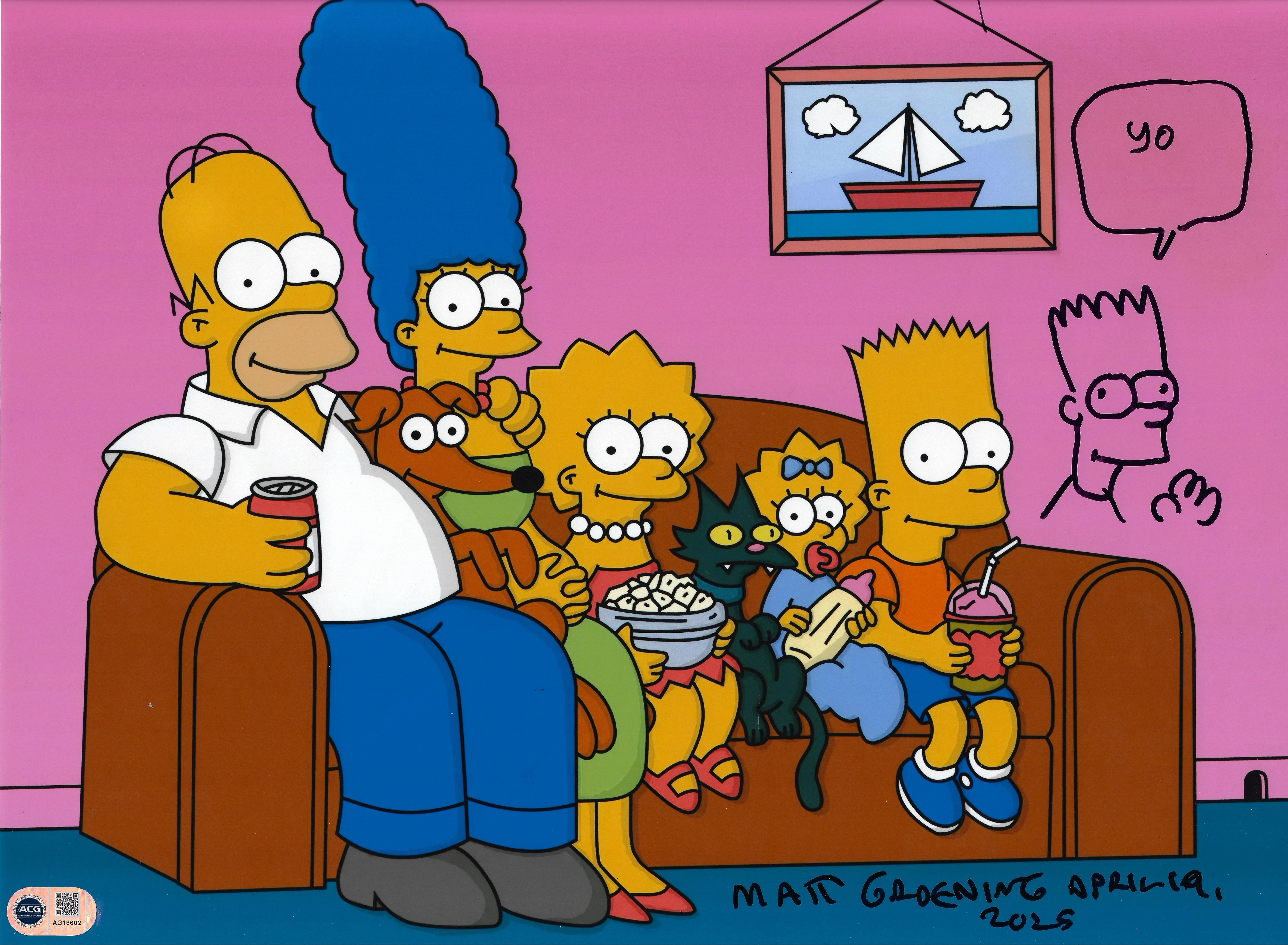 MATT GROENING SIGNED THE SIMPSONS 16x12 PHOTO (ACG CERT AG16602)