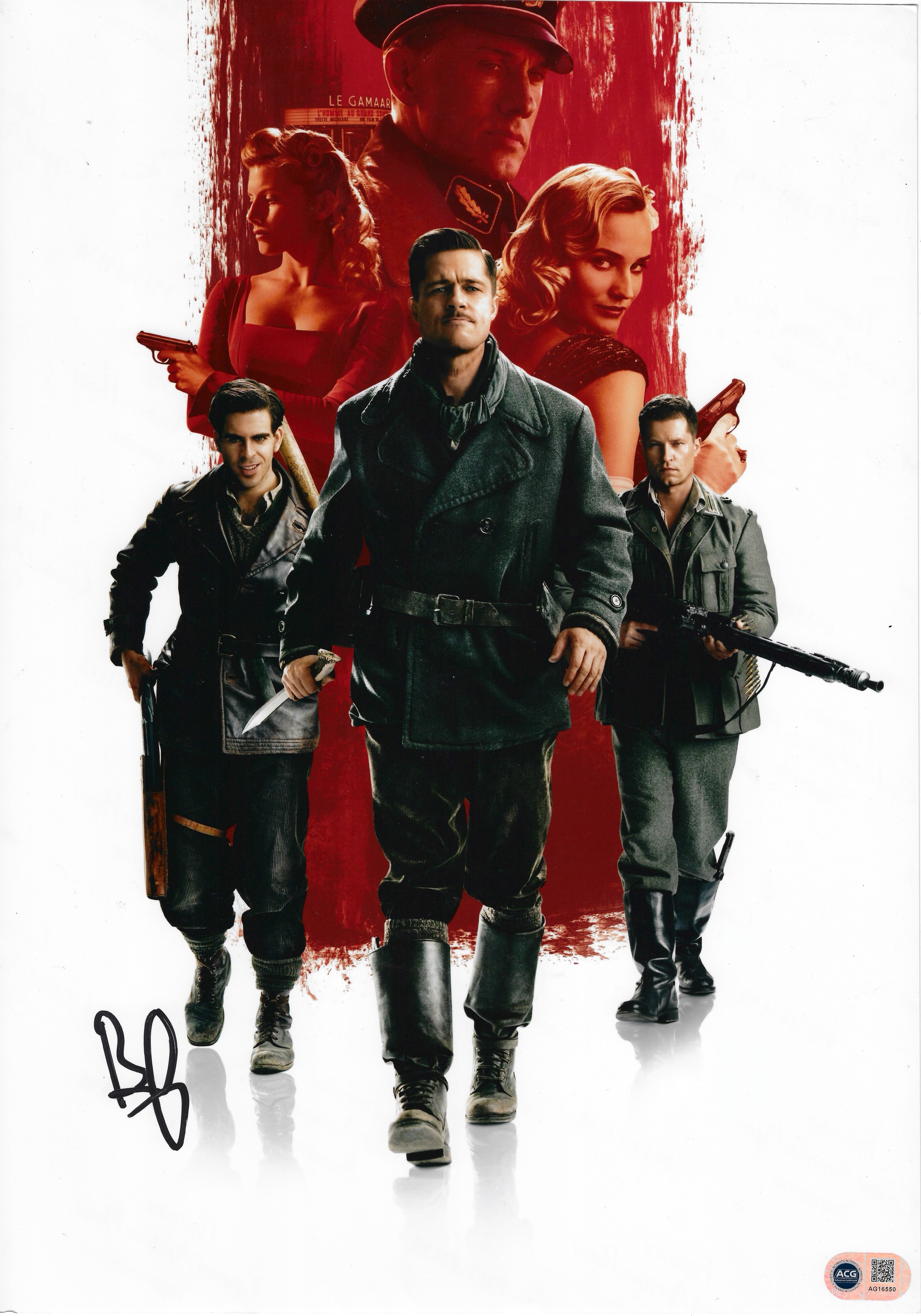 BRAD PITT SIGNED INGLORIOUS BASTERDS 16x12 PHOTO (ACG CERT AG16550)