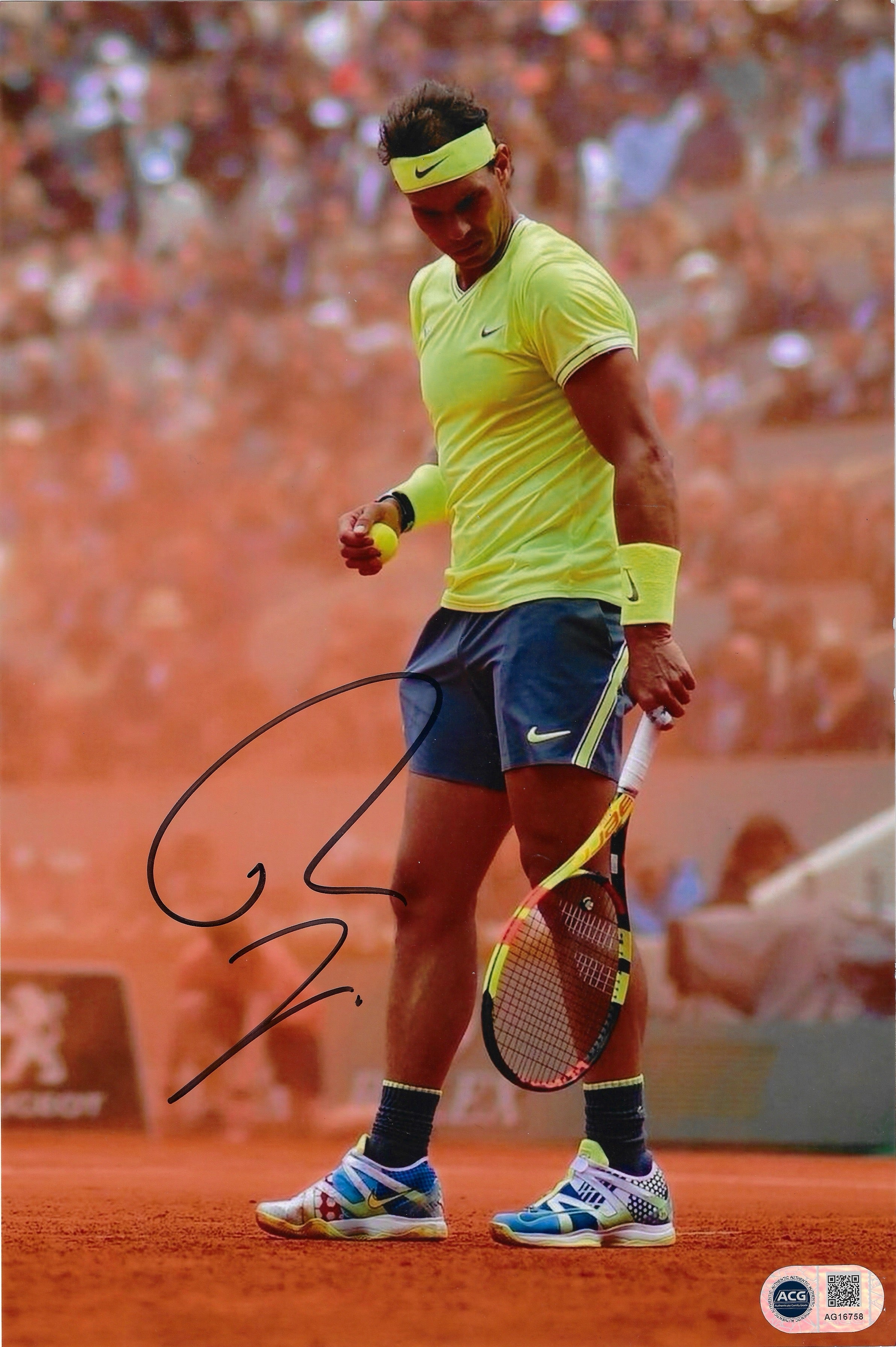 RAFAEL NADAL SIGNED 12x8 TENNIS PHOTOGRAPH (ACG CERT AG16758)