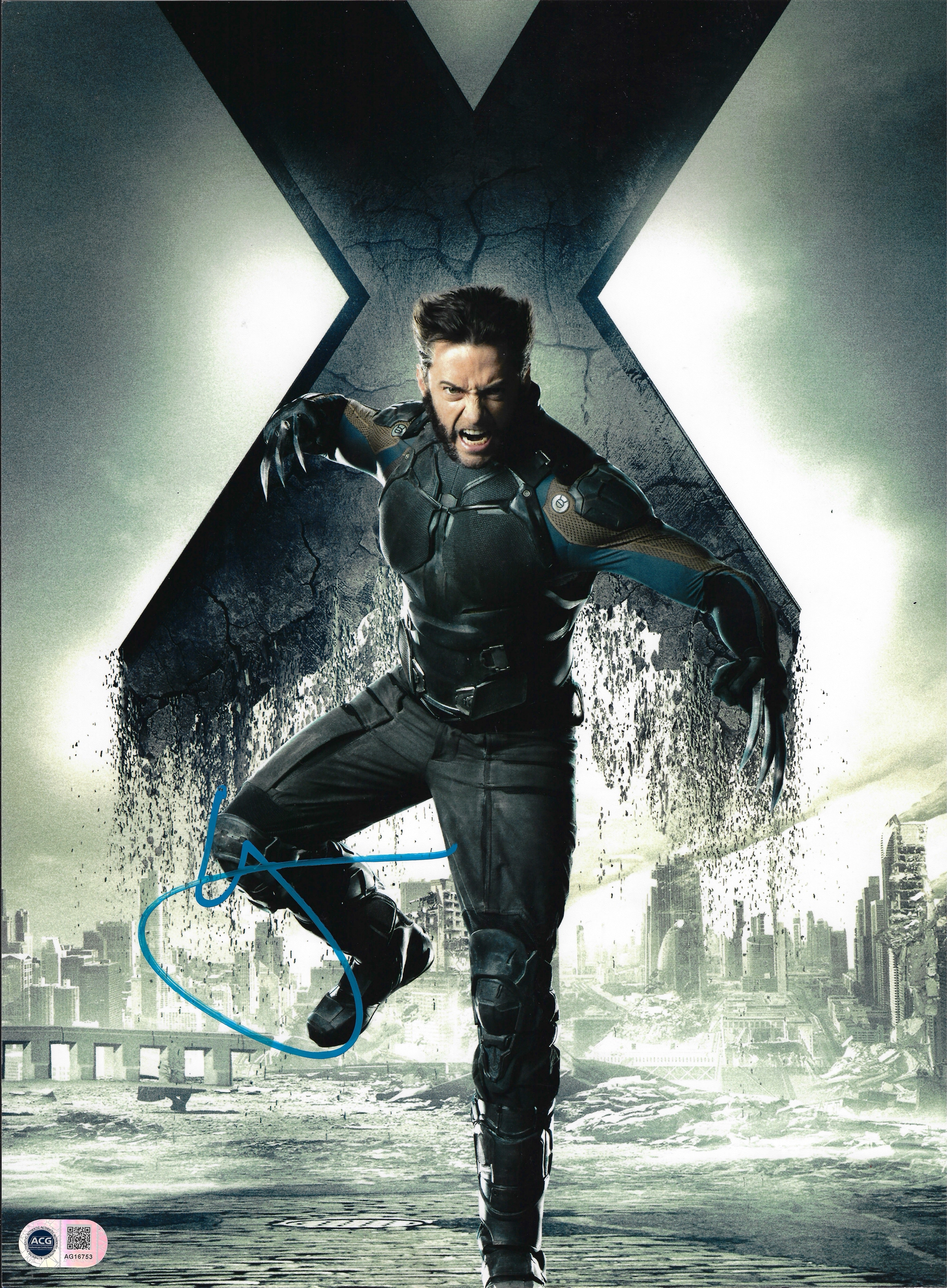 HUGH JACKMAN SIGNED 16X12 WOLVERINE X-MEN PHOTO (ACG CERT AG16753)