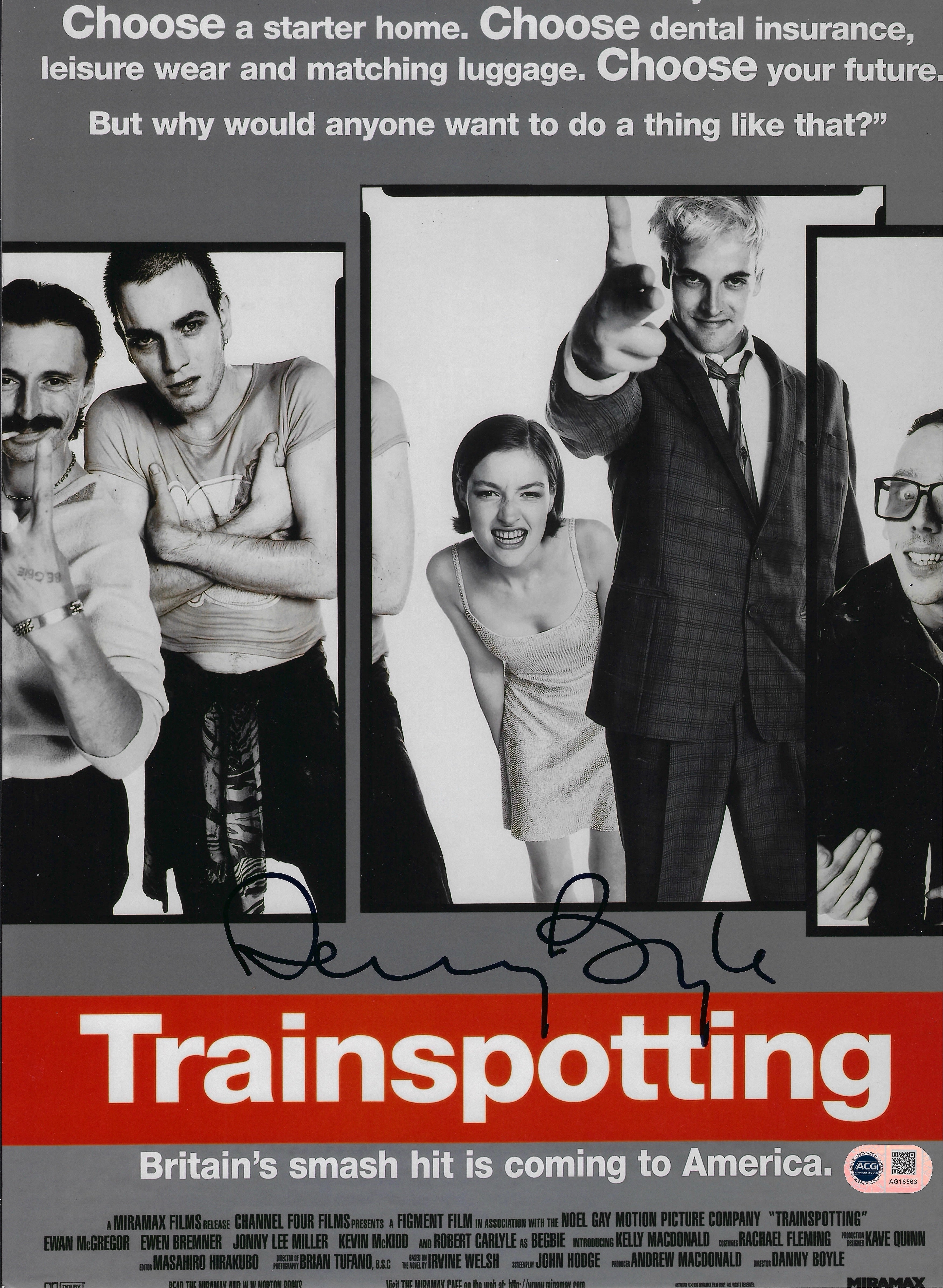 DANNY BOYLE SIGNED TRAINSPOTTING 16x12 PHOTO (ACG CERT AG16563)