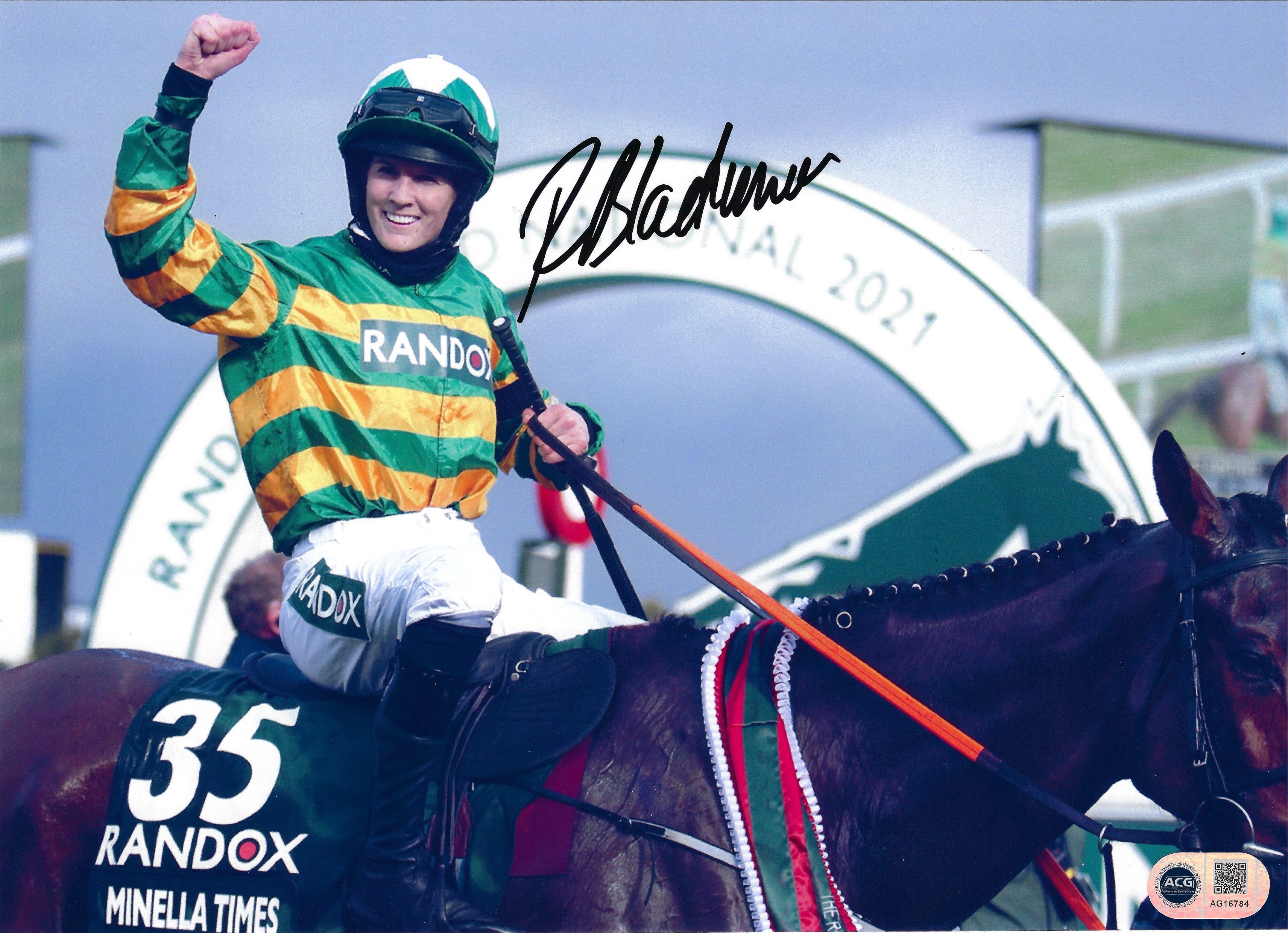 RACHAEL BLACKMORE SIGNED GRAND NATIONAL 12X8 PHOTO (ACG CERT AG16784)