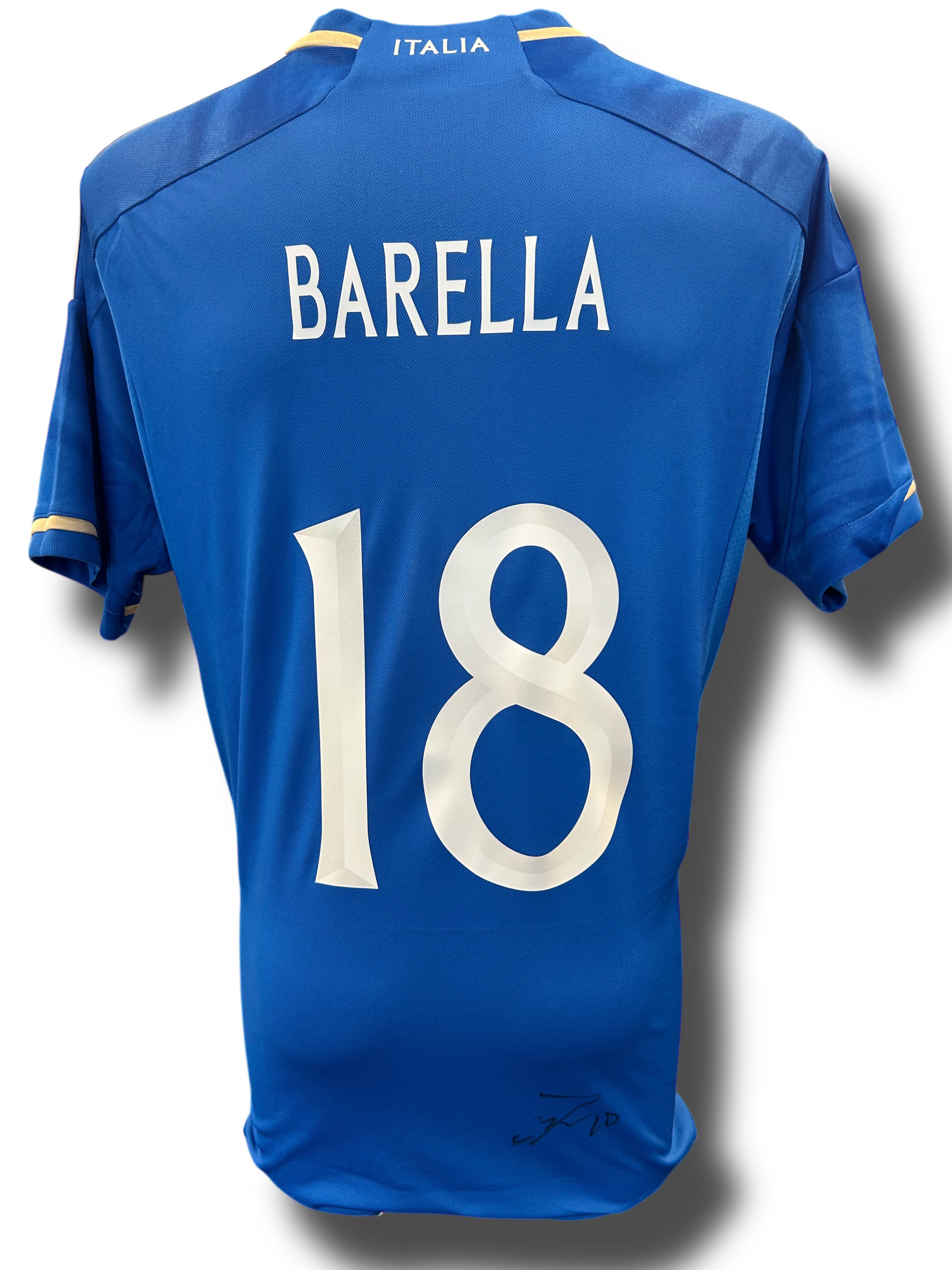 NICOLO BARELLA SIGNED 2022/24 ITALY NATIONAL HOME SHIRT BARELLA 18 (AFTAL COA)