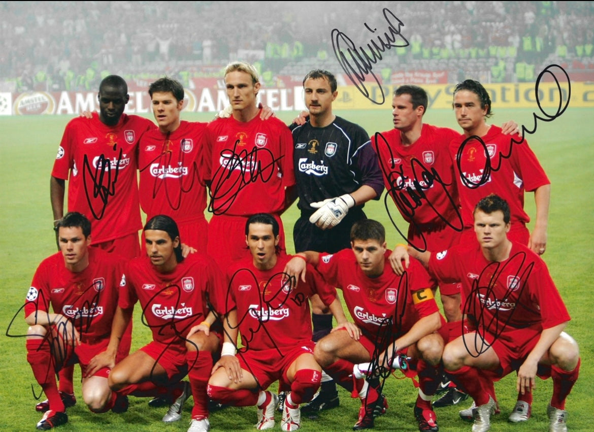 LIVERPOOL FC SIGNED ISTANBUL 2005 STARTING 11 16x12 PHOTO (AFTAL COA) 2