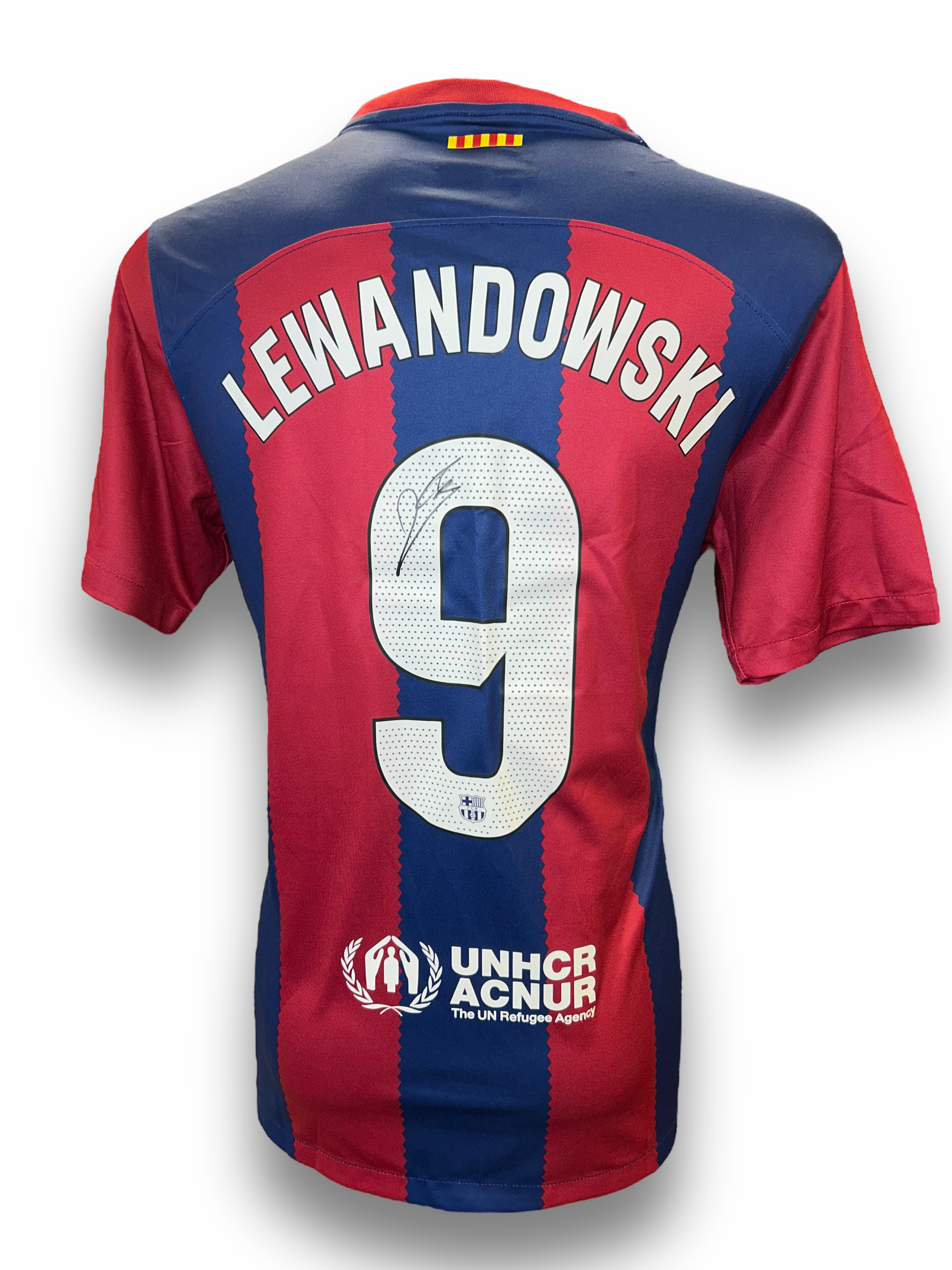 ROBERT LEWANDOWSKI SIGNED BARCELONA 2023/24 HOME SHIRT (AFTAL COA) 2