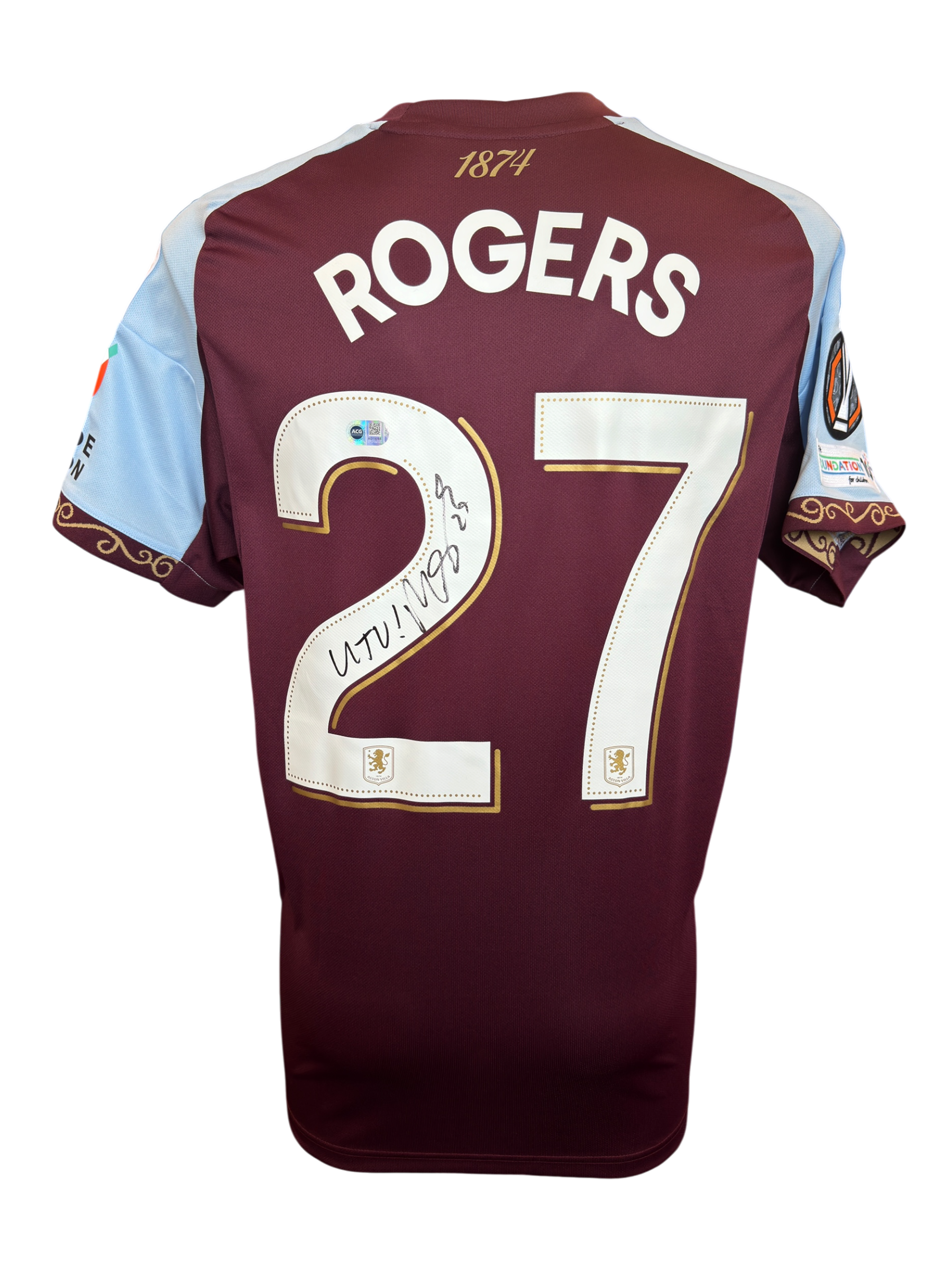 MORGAN ROGERS SIGNED 25/26 ASTON VILLA HOME UEL SHIRT (ACG CERT AG19085)