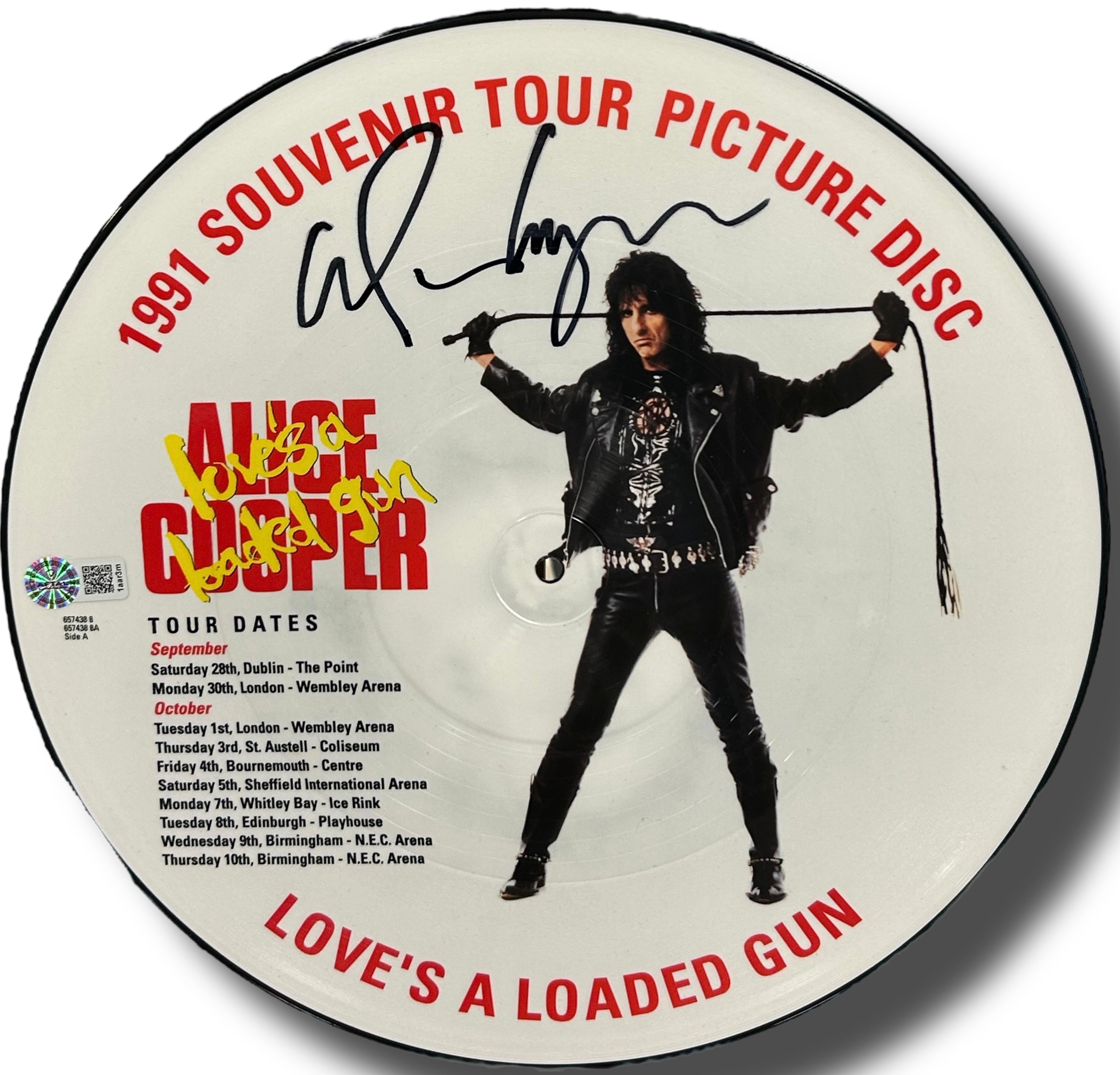 ALICE COOPER LOVE’S A LOADED GUN SIGNED PICTURE DISC (AFTAL AUTHENTICATED)