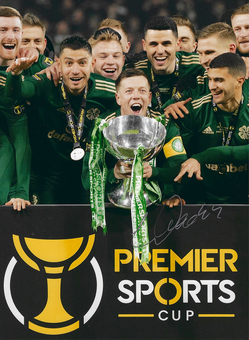 CALLUM MCGREGOR SIGNED PREMIER SPORTS TROPHY 16X12 CELTIC FC PHOTO 3 (AFTAL COA)