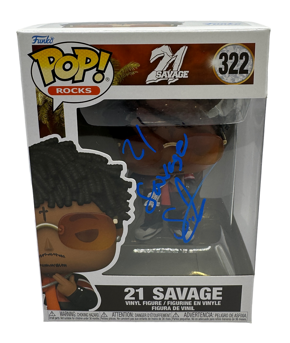 21 SAVAGE SIGNED RAPPER FUNKO POP! #322 (AFTAL COA)