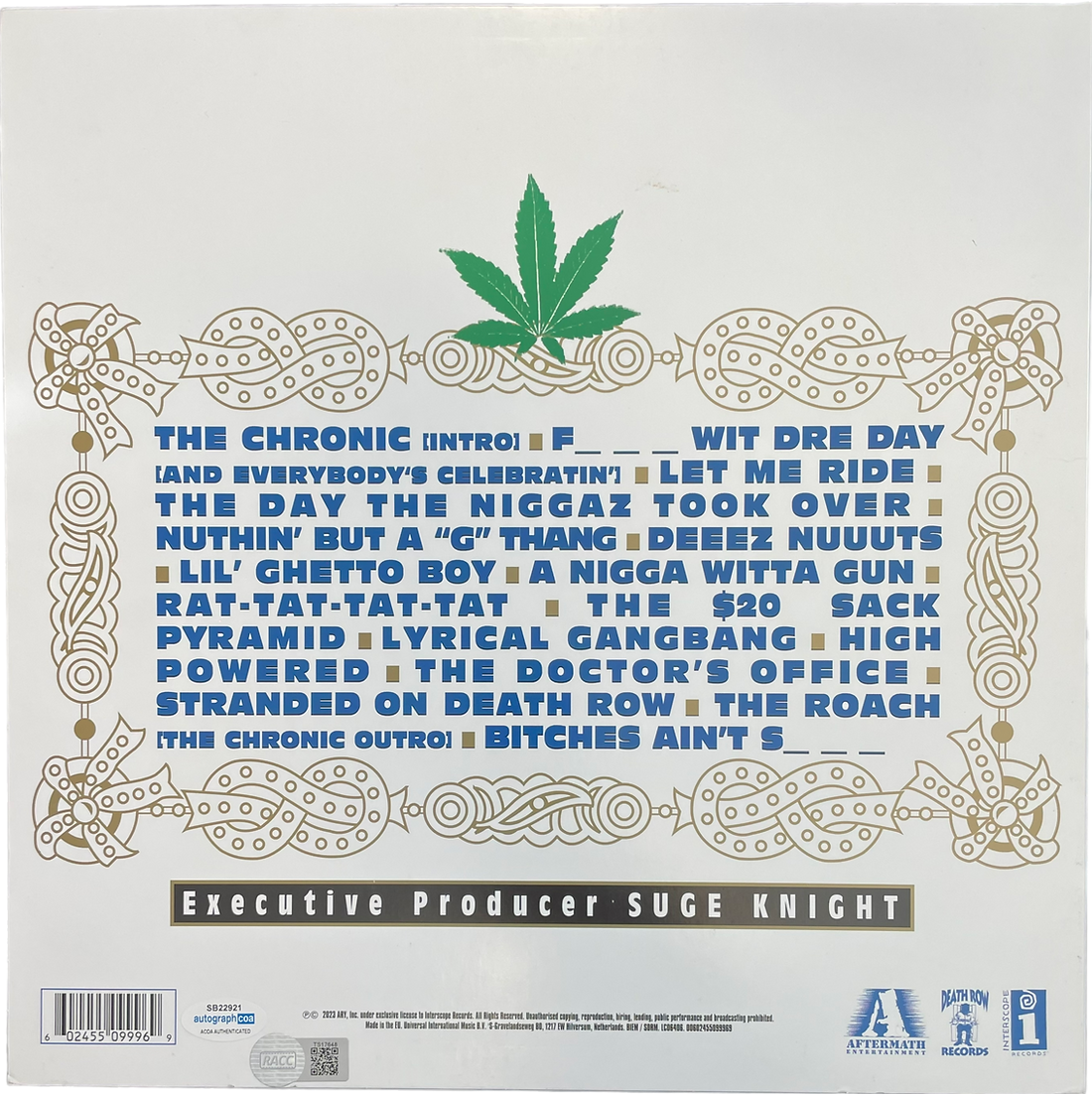 DR. DRE SIGNED THE CHRONIC LP VINYL ALBUM (AFTAL AUTHENTICATED)