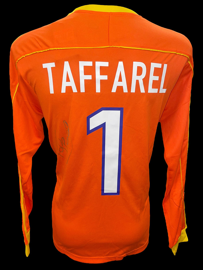 CLAUDIO TAFFAREL SIGNED BRAZIL 1998 WORLD CUP AWAY SHIRT (AFTAL COA) 2