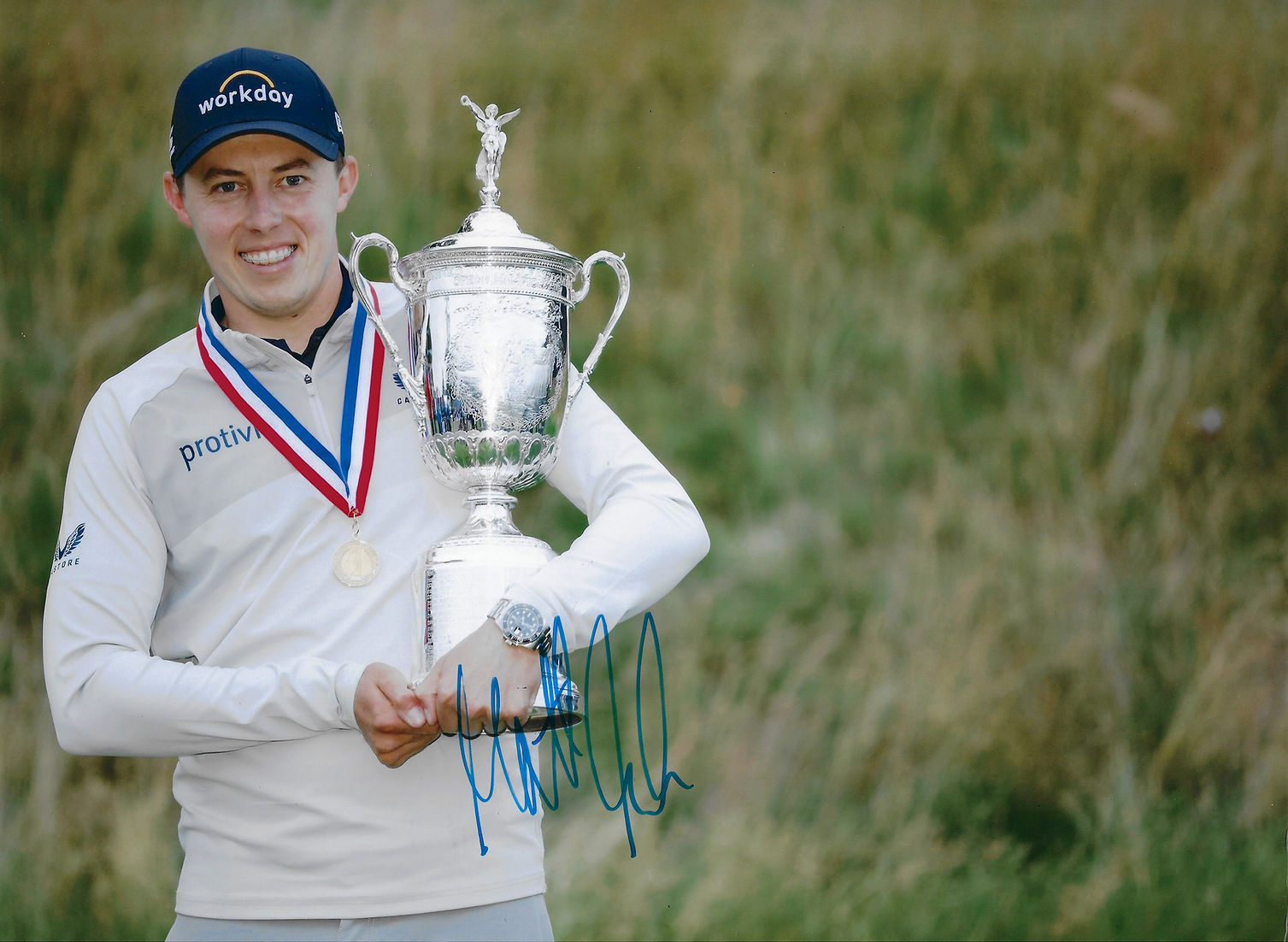 MATT FITZPATRICK SIGNED 16X12 US OPEN WINNER GOLF PHOTOGRAPH 2 (AFTAL COA)