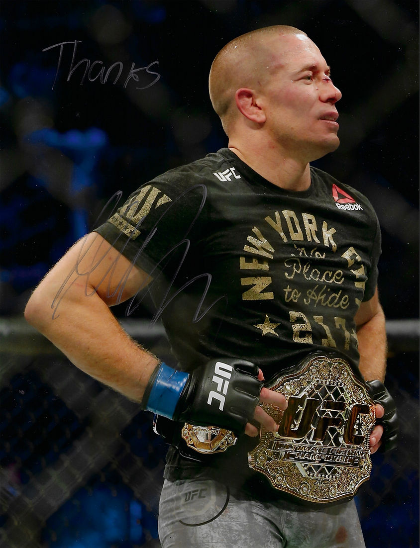 GEORGES ST-PIERRE SIGNED UFC LEGEND 14X11 PHOTOGRAPH 4 (AFTAL COA)
