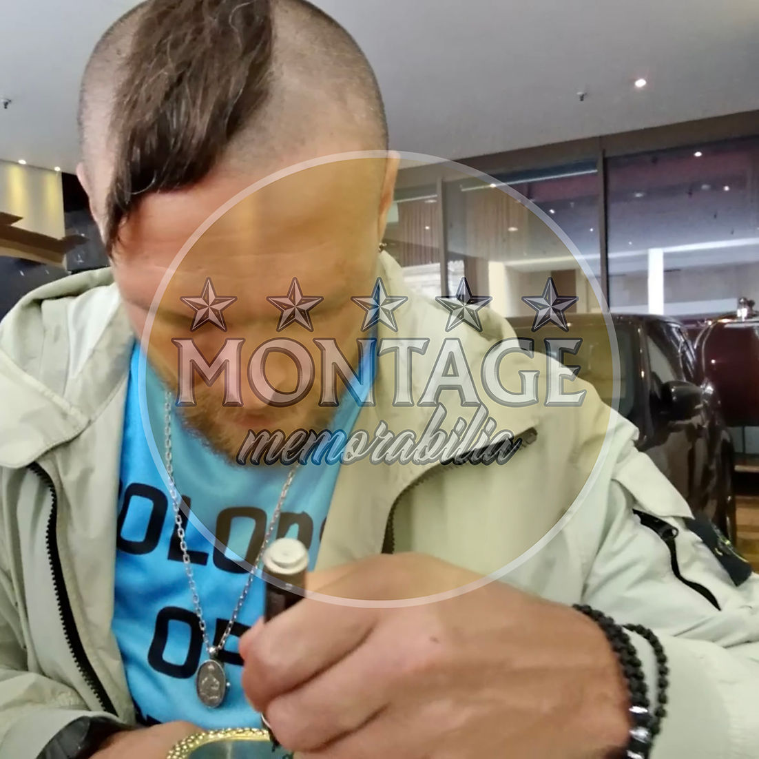 ANTHONY JOSHUA & OLEKSANDR USYK SIGNED IBF BOXING MINI CHAMPION BELT (AFTAL COA)