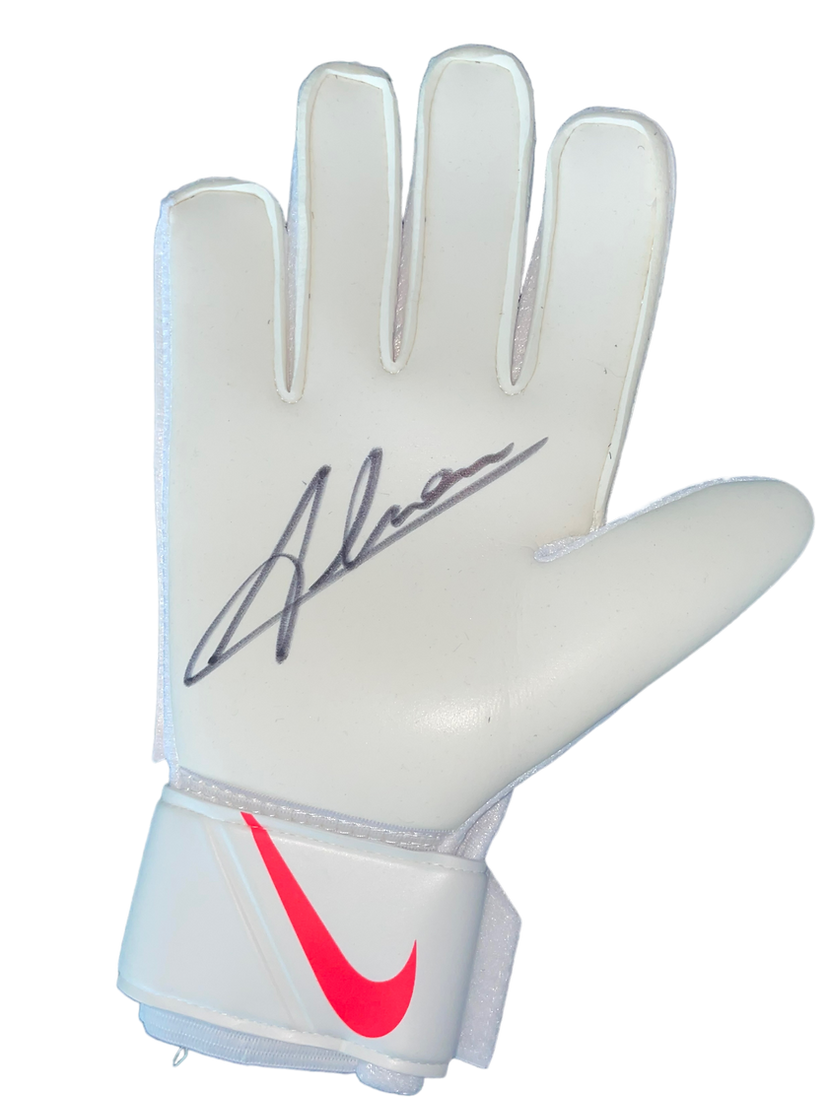 ALISSON BECKER SIGNED 2023 24 LIVERPOOL FC GOALKEEPER NIKE GLOVE WHITE 2 AFTAL COA