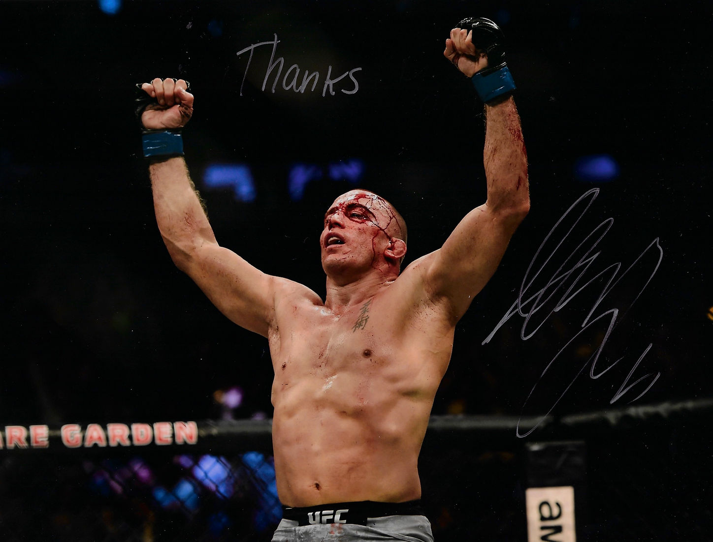 GEORGES ST-PIERRE SIGNED UFC LEGEND 14X11 PHOTOGRAPH 6 (AFTAL COA)