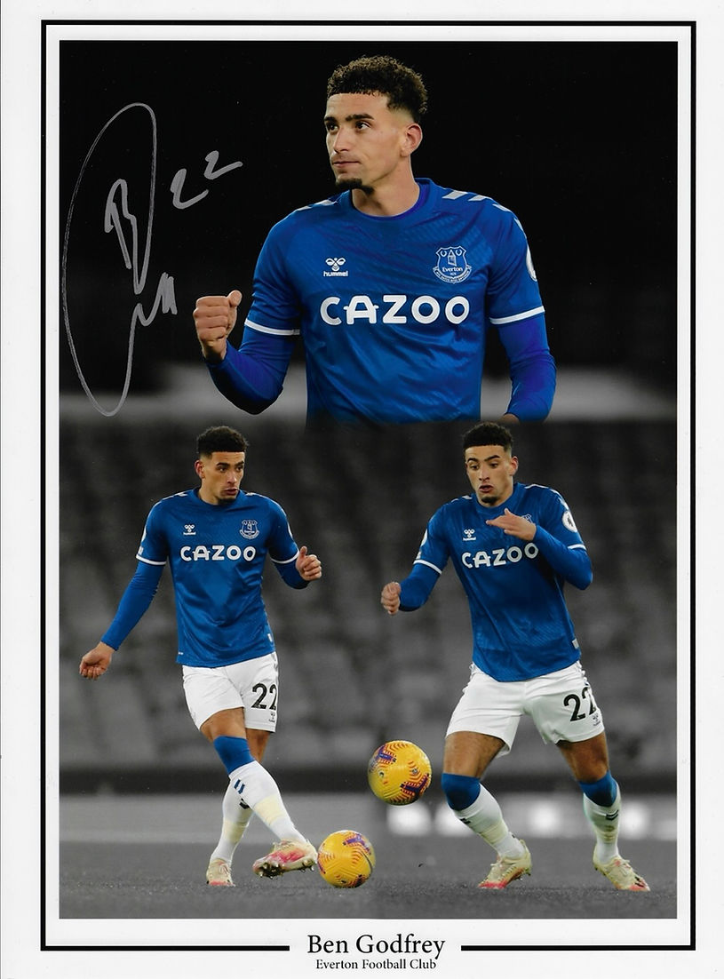 BEN GODFREY SIGNED 16x12 EVERTON FC MONTAGE PHOTOGRAPH (AFTAL COA)