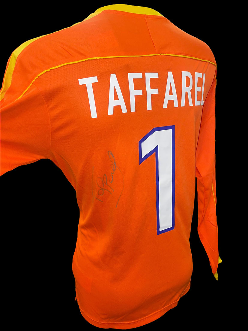 CLAUDIO TAFFAREL SIGNED BRAZIL 1998 WORLD CUP AWAY SHIRT (AFTAL COA) 2