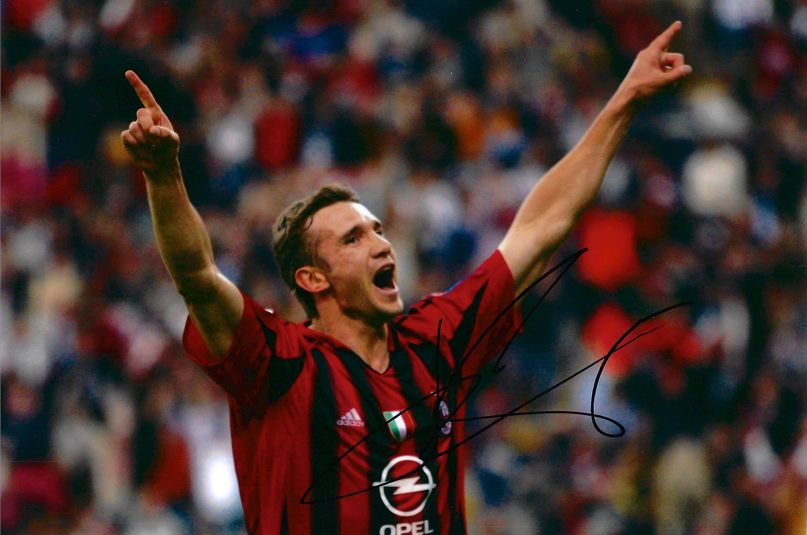 ANDRIY SHEVCHENKO SIGNED AC MILAN 12X8 PHOTO (AFTAL COA)