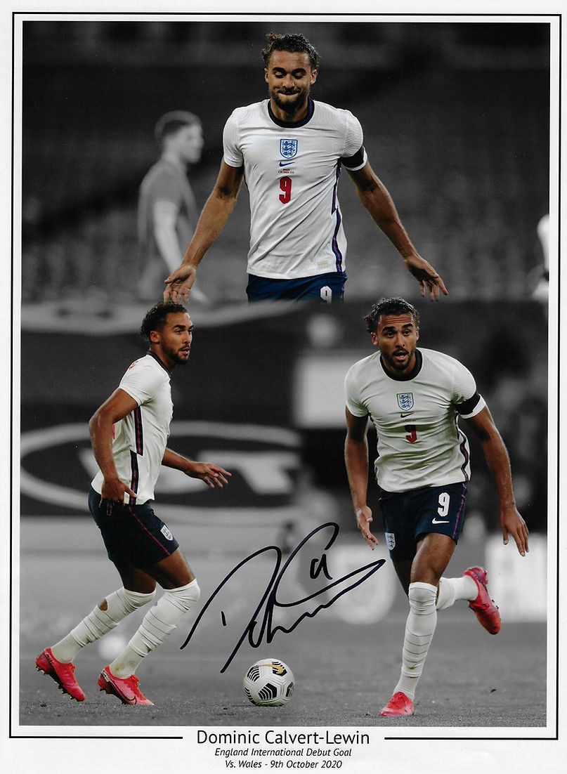 DOMINIC CALVERT-LEWIN SIGNED ENGLAND 16x12 MONTAGE (AFTAL COA)