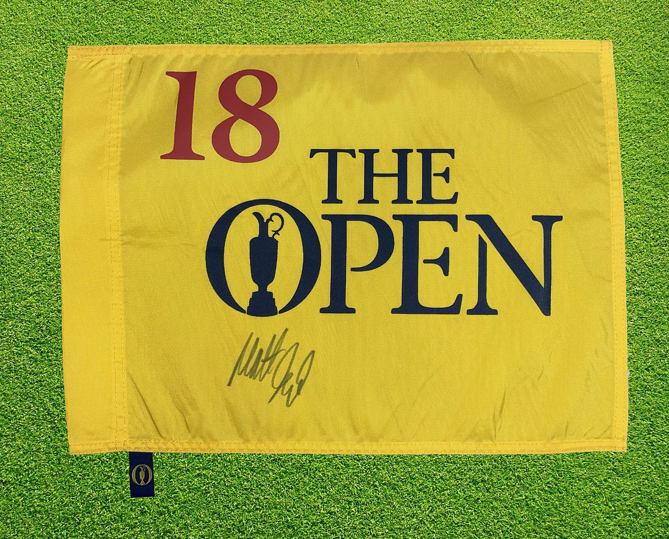 MATT FITZPATRICK SIGNED 150TH OPEN ANNIVERSARY PIN FLAG ST ANDREWS (AFTAL COA)