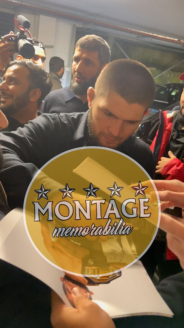 KHABIB NURMAGOMEDOV SIGNED UFC 14x11 KHABIB MCGREGOR PHOTOGRAPH (AFTAL COA) 2