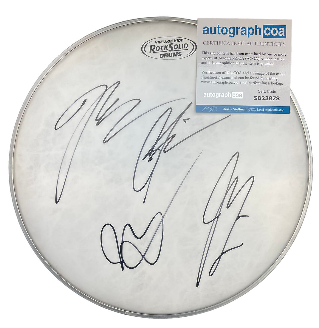 KINGS OF LEON BAND SIGNED 12" DRUMSKIN (ACOA RACC COA)