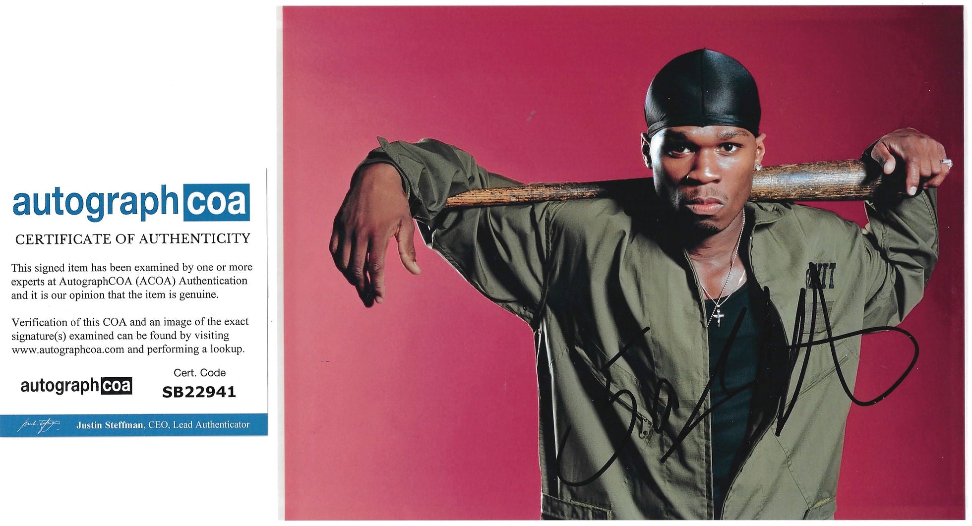 50 CENT GET RICH OR DIE TRYIN' SIGNED 12X8 PHOTO RAPPER ACOA RACC COA