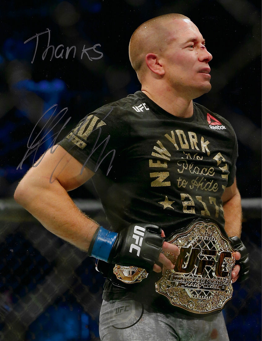 GEORGES ST-PIERRE SIGNED UFC LEGEND 14X11 PHOTOGRAPH (AFTAL COA)