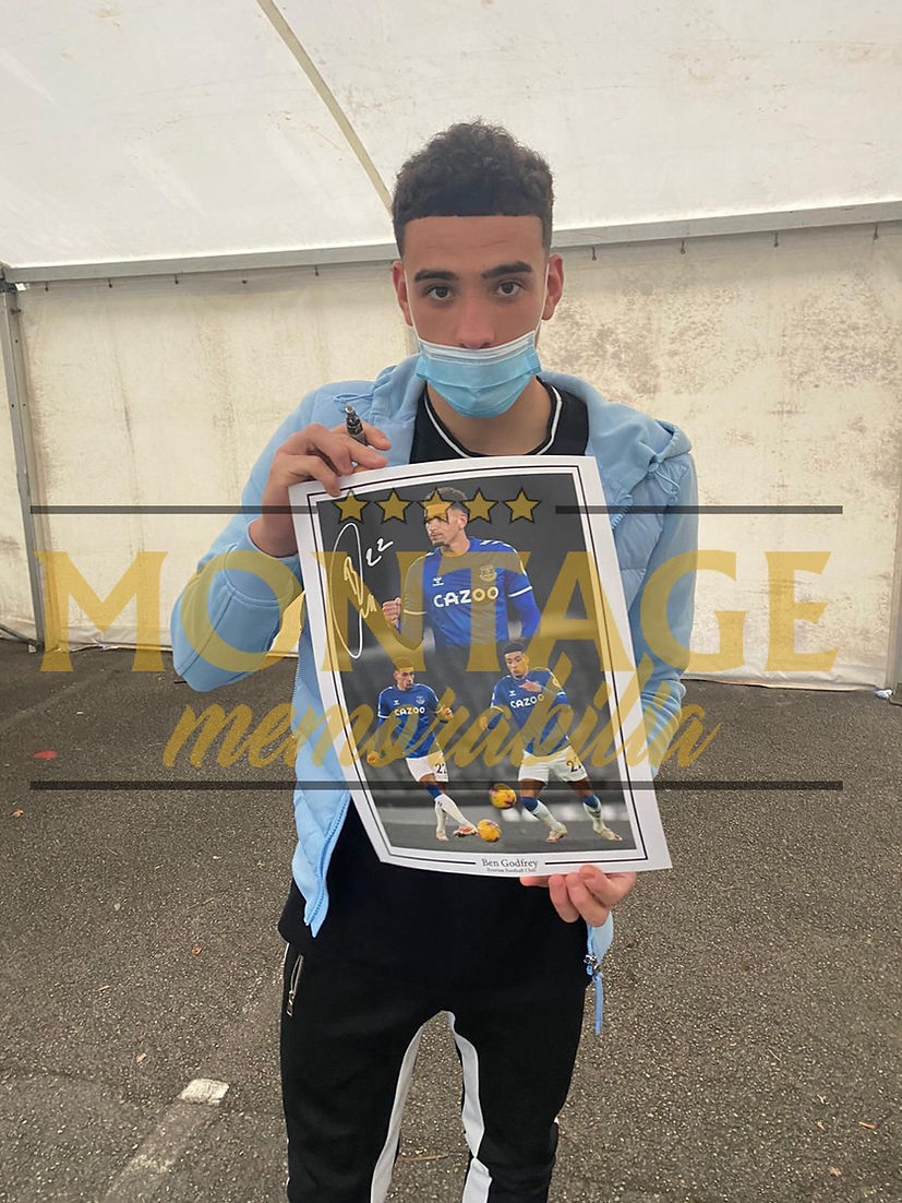 BEN GODFREY SIGNED 16x12 EVERTON FC MONTAGE PHOTOGRAPH (AFTAL COA)