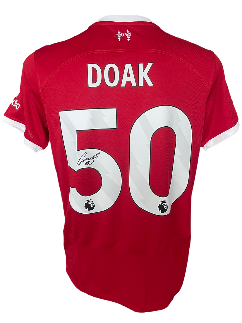 BEN DOAK SIGNED 2023/24 LIVERPOOL FC HOME SHIRT DOAK 50 (AFTAL COA)