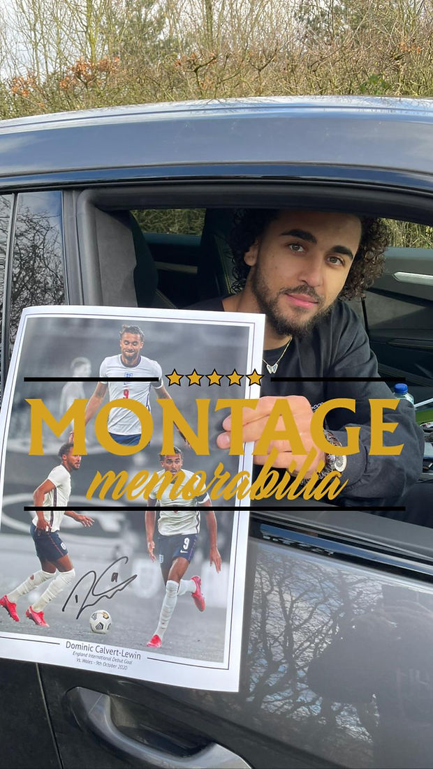 DOMINIC CALVERT-LEWIN SIGNED ENGLAND 16x12 MONTAGE (AFTAL COA)