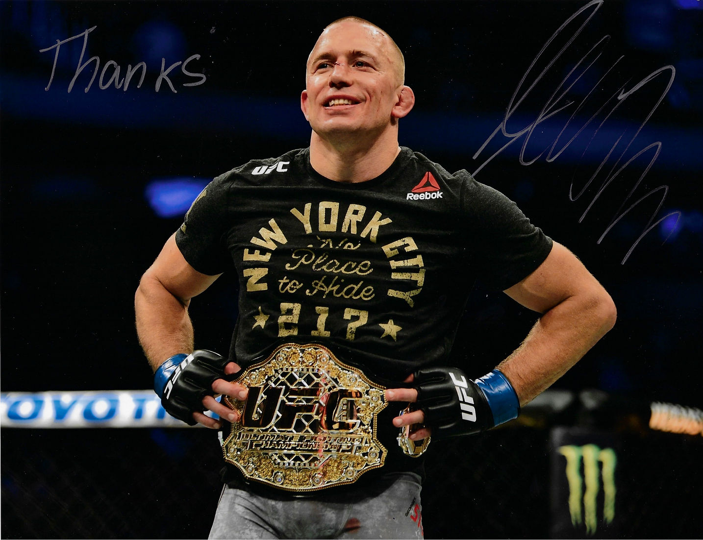 GEORGES ST-PIERRE SIGNED UFC LEGEND 14X11 PHOTOGRAPH 3 (AFTAL COA)