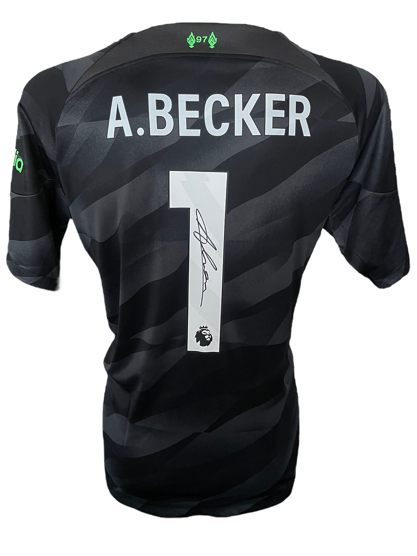 ALISSON BECKER SIGNED 2023 24 LIVERPOOL FC GOALKEEPER SHIRT AFTAL COA