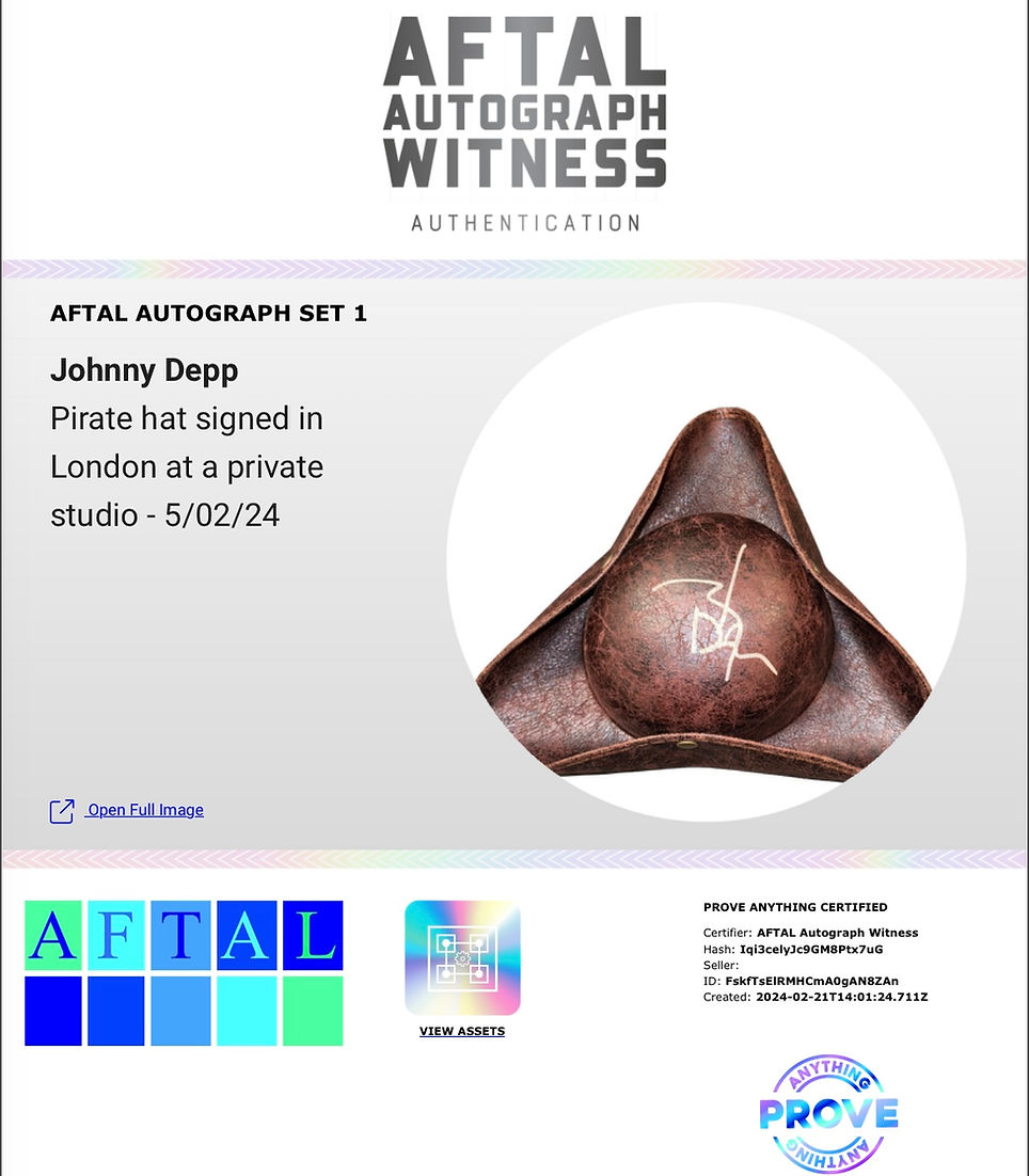 JOHNNY DEPP SIGNED PIRATES OF THE CARIBBEAN PIRATE HAT (AFTAL WITNESSED COA) 3