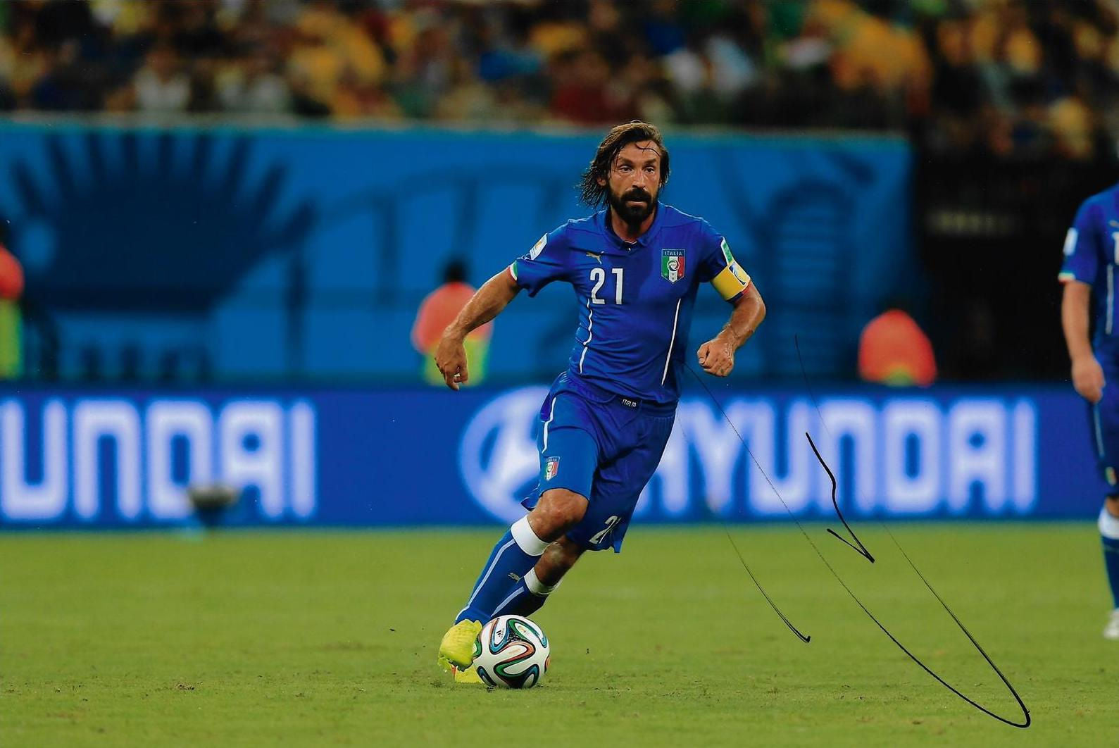 ANDREA PIRLO SIGNED ITALY 12x8 PHOTOGRAPH (AFTAL COA)