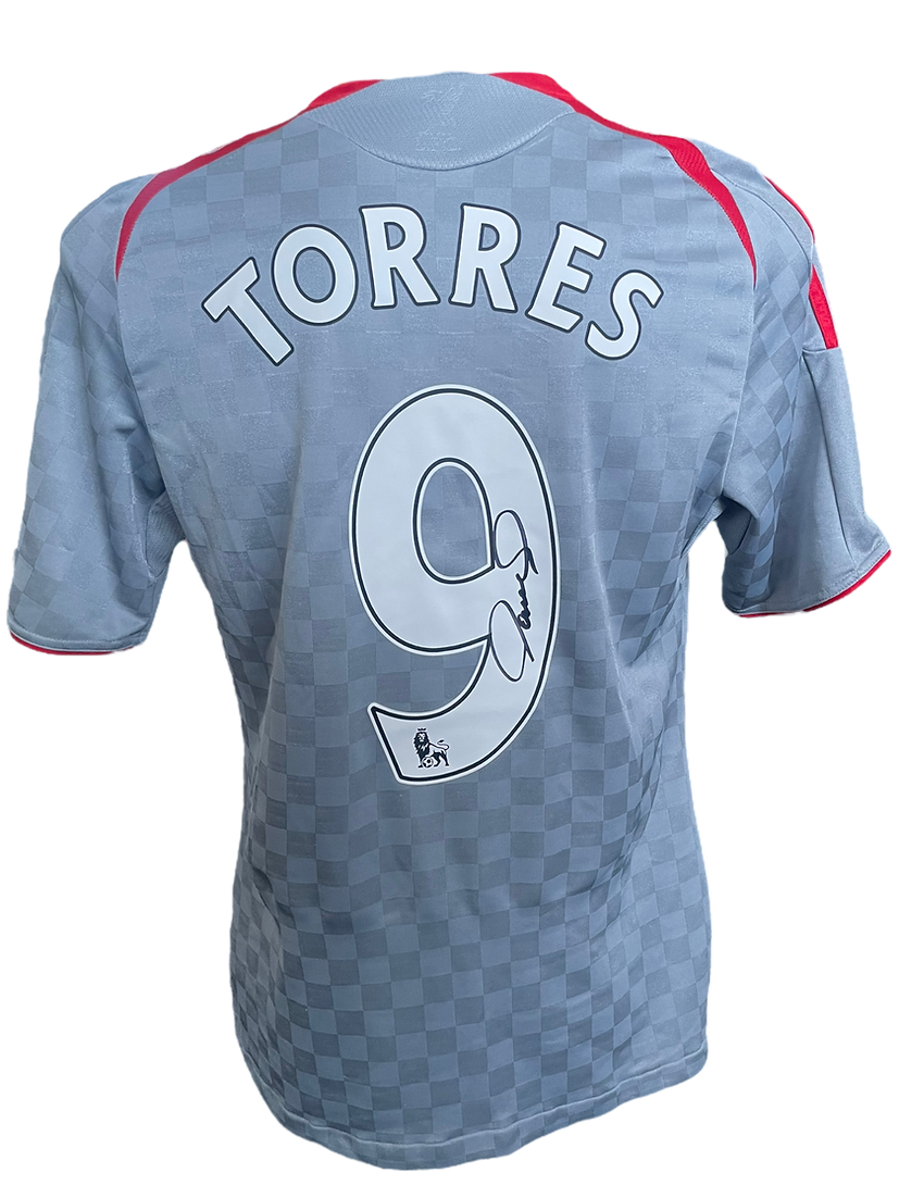 FERNANDO TORRES SIGNED LIVERPOOL 2008 09 AWAY SHIRT AFTAL COA