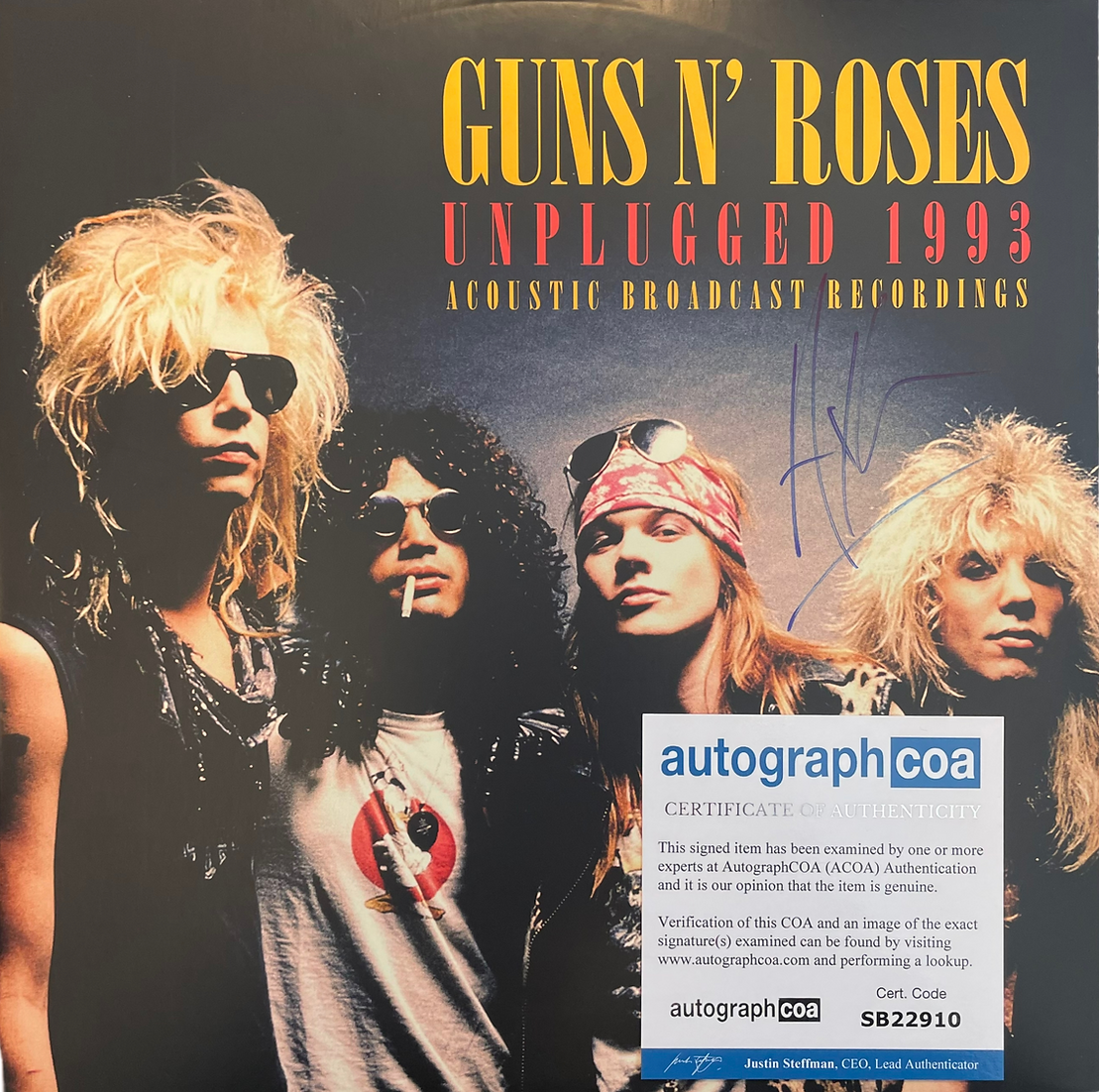 AXL ROSE GUNS N ROSES SIGNED UNPLUGGED 1993 VINYL (ACOA RACC COA)